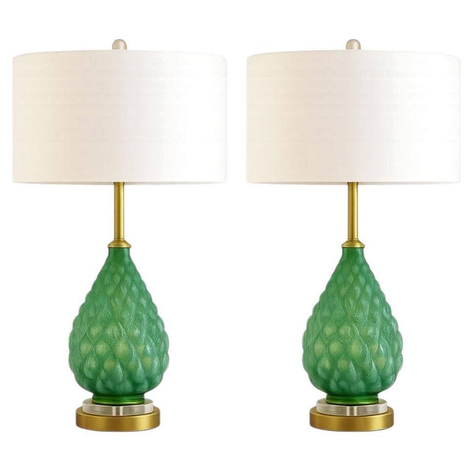 Vintage Murano Green Glass Lamps
