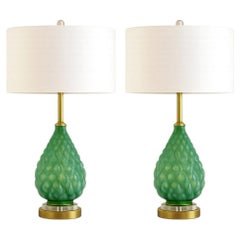 Vintage Murano Green Glass Lamps