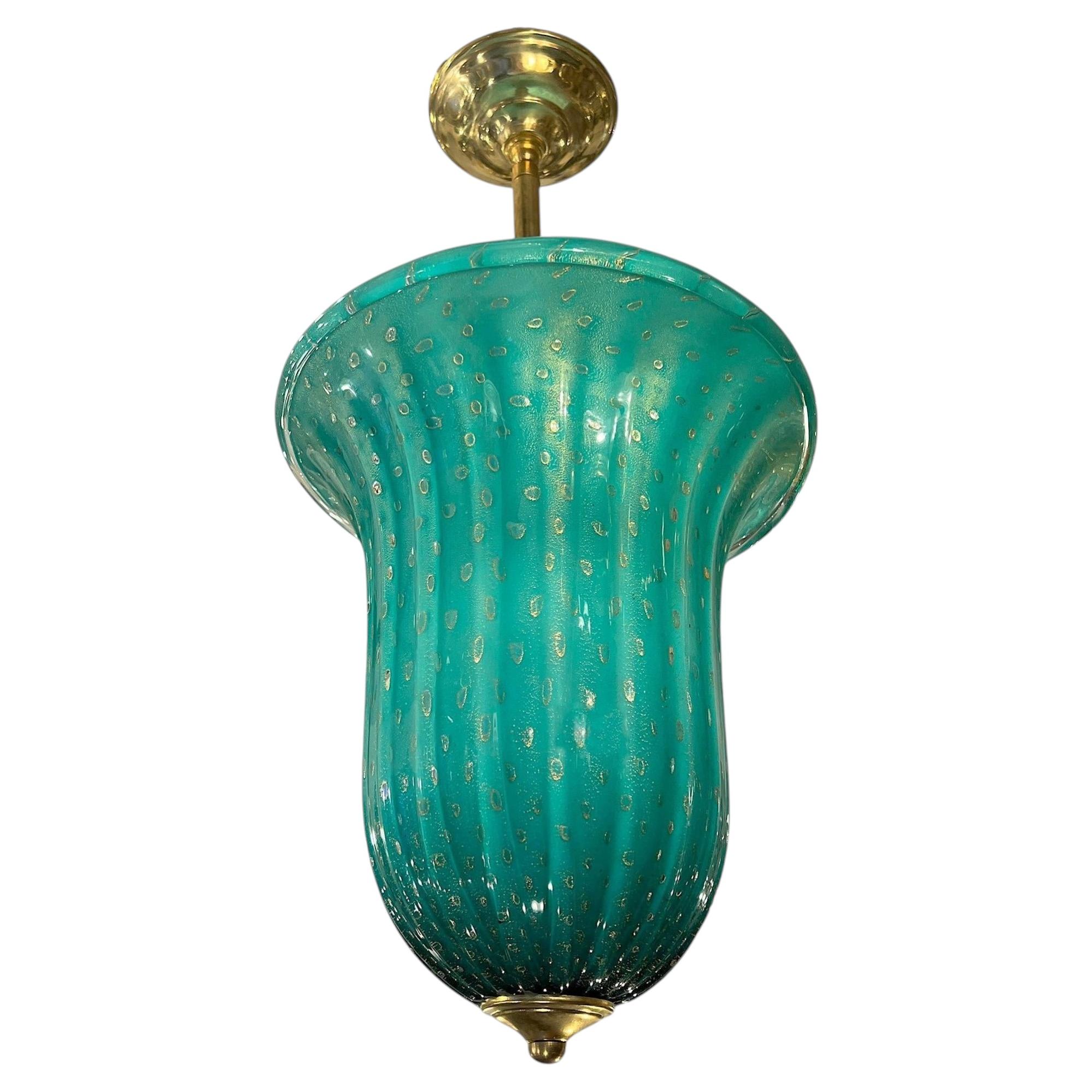 Vintage Murano Green Glass Lantern For Sale