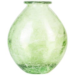 Vintage Murano Green Glass Vase, Italy, 1970s