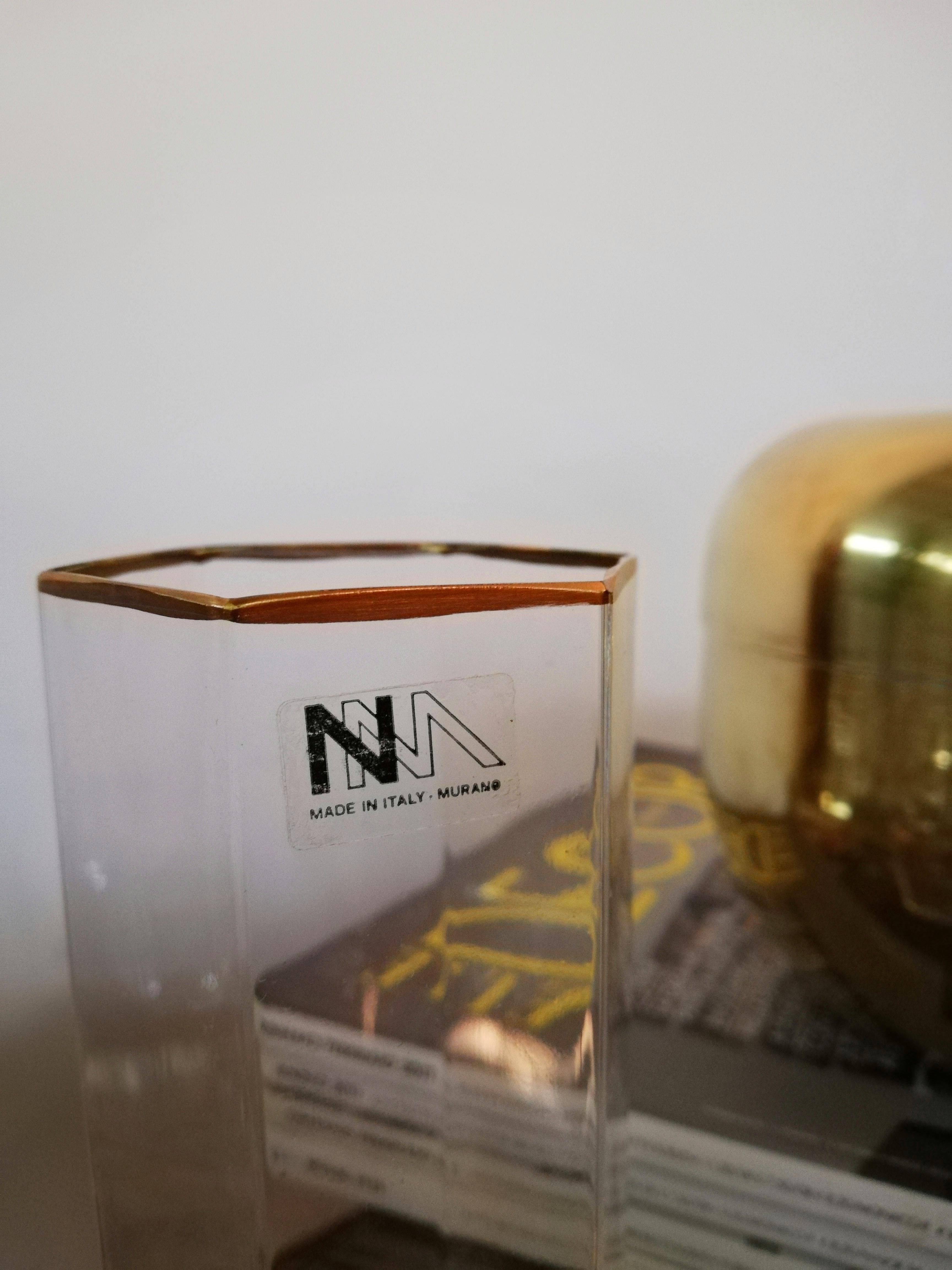 Vasos hexagonales de Murano vintage de Nason Moretti, Italia Años 70 Moderno de mediados de siglo en venta