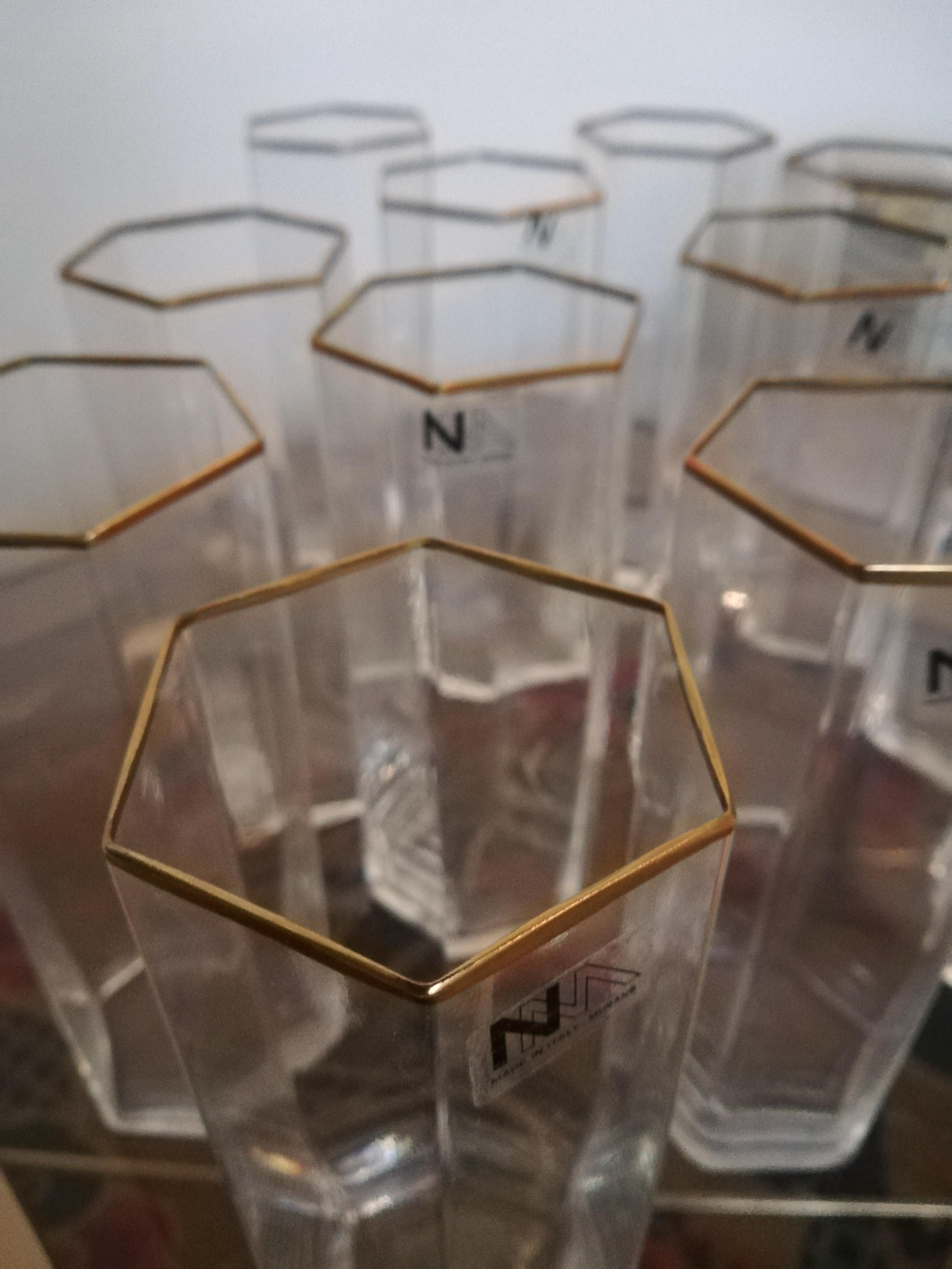 Mid-Century Modern Vintage Murano Hexagonal Tumbler Glasses by Nason Moretti, Italy 1970s For Sale