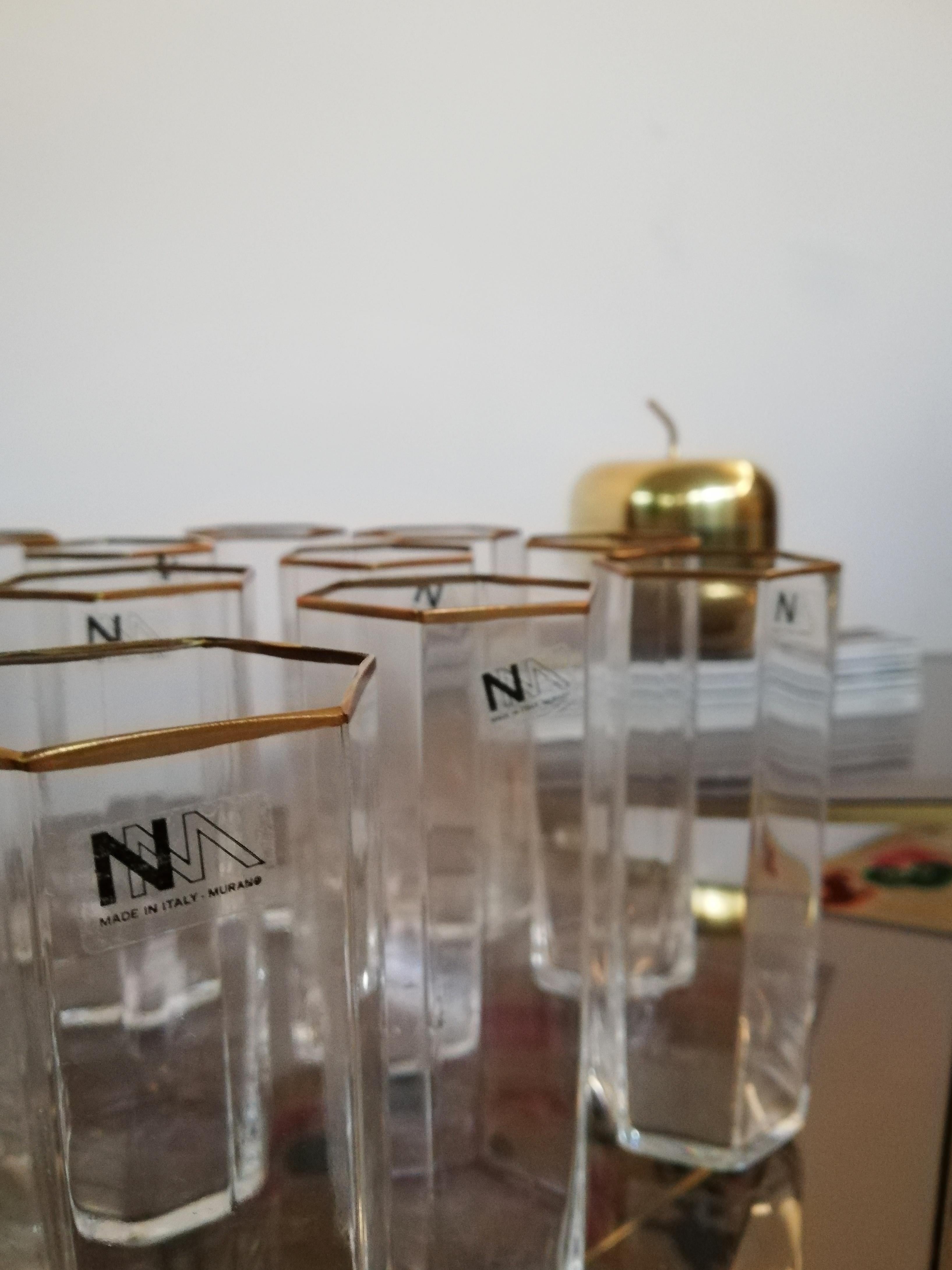 Vasos hexagonales de Murano vintage de Nason Moretti, Italia Años 70 en venta 1