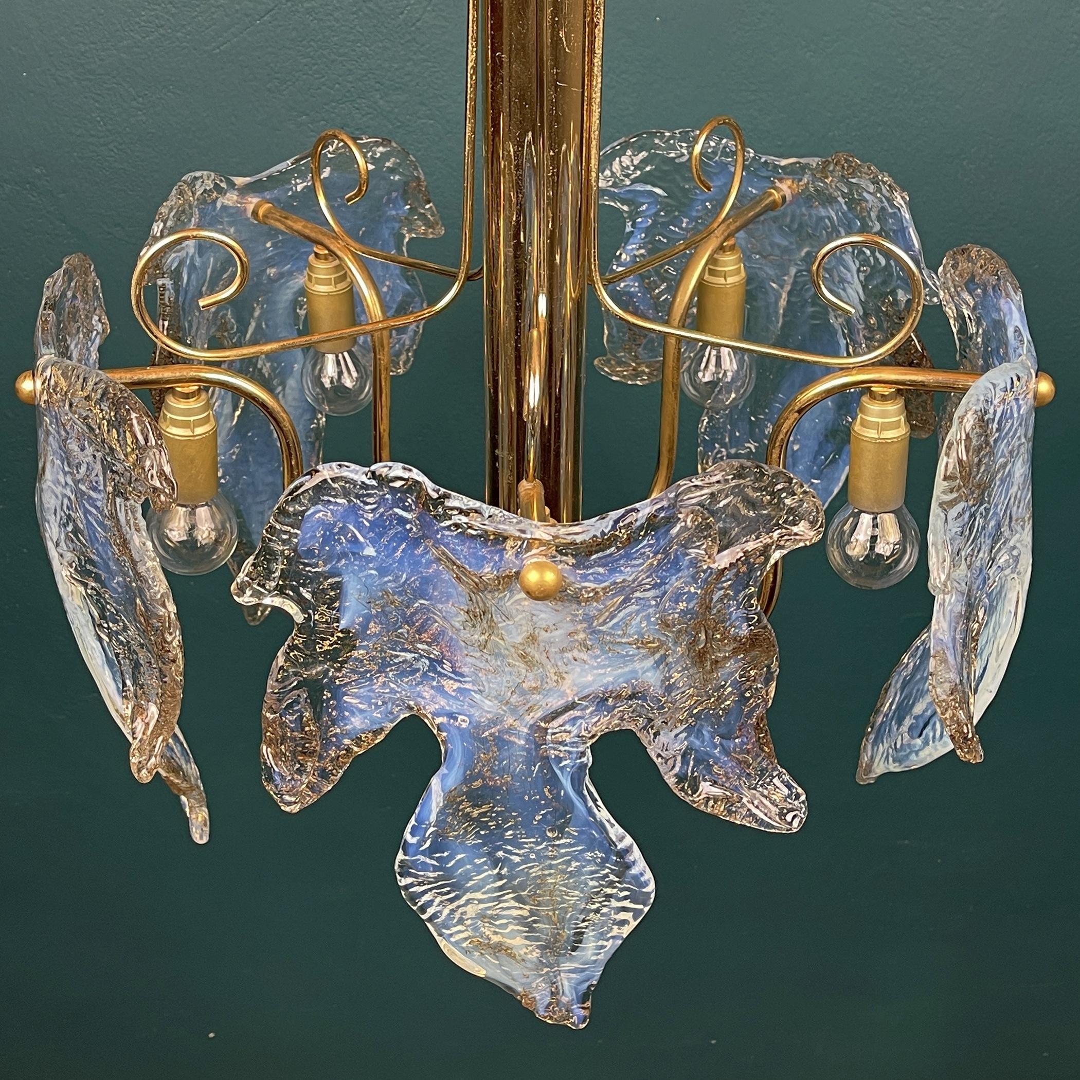 Vintage Murano Ice Glass Chandelier, Italy, 1970s For Sale 6