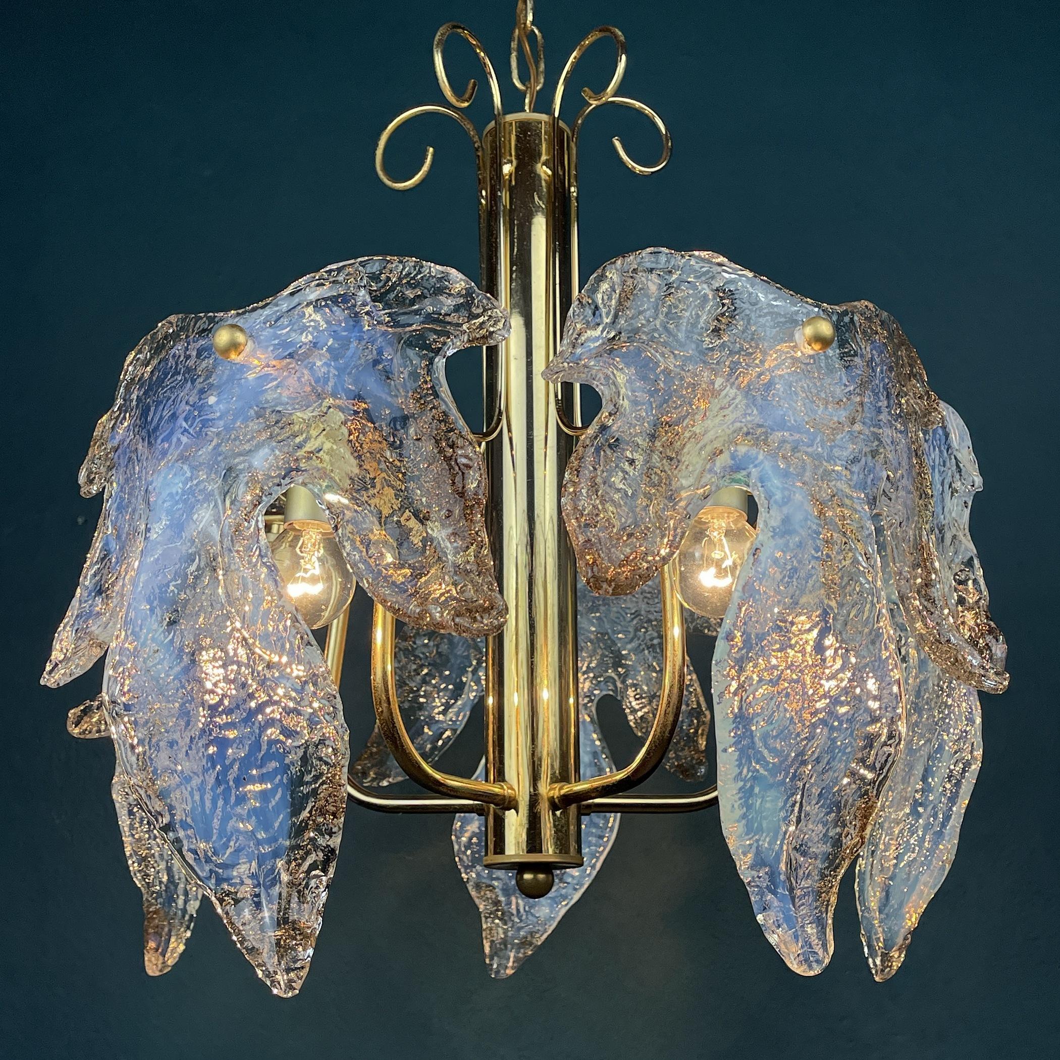 Italian Vintage Murano Ice Glass Chandelier, Italy, 1970s For Sale