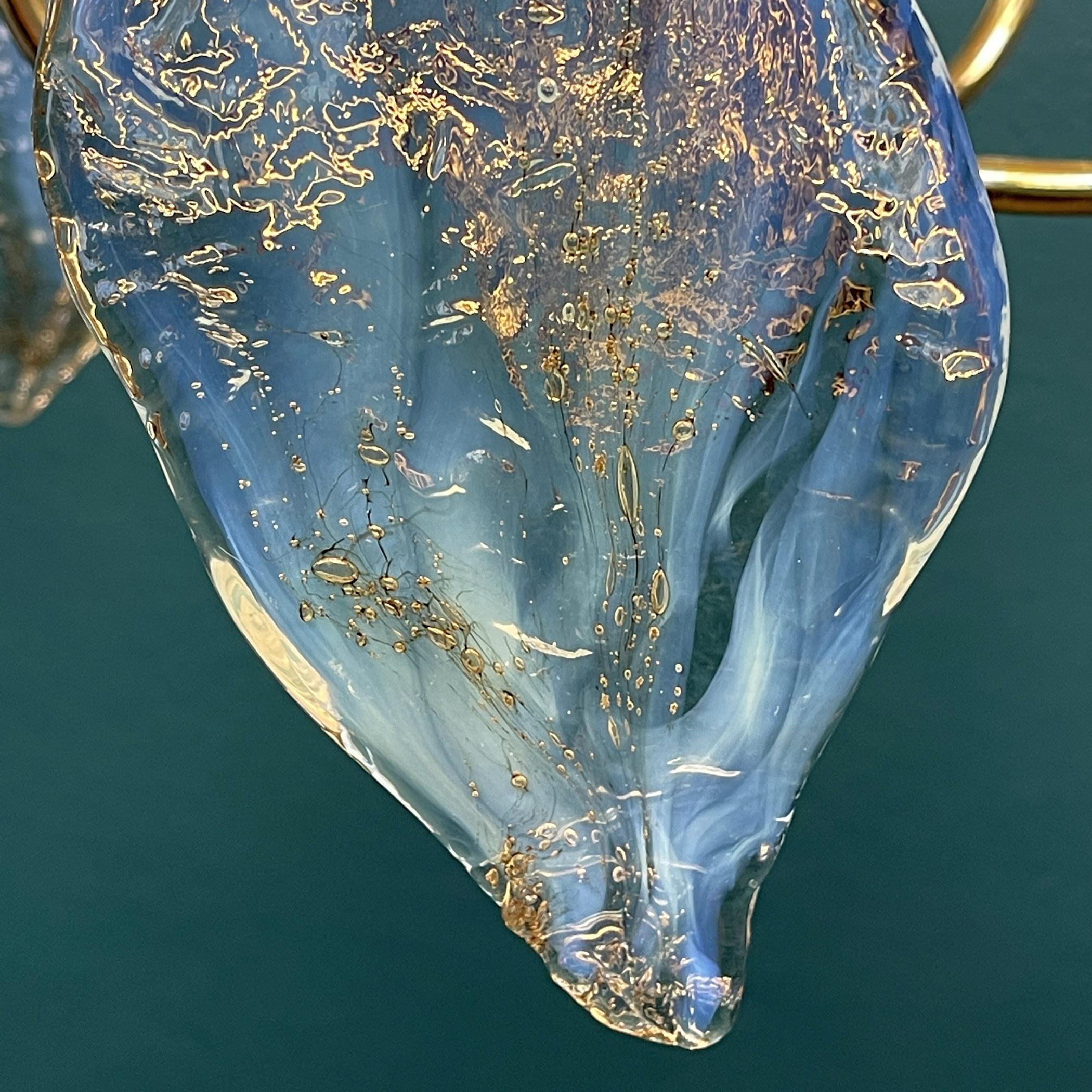 Laiton Lustre vintage en verre de glace de Murano, Italie, années 1970 en vente