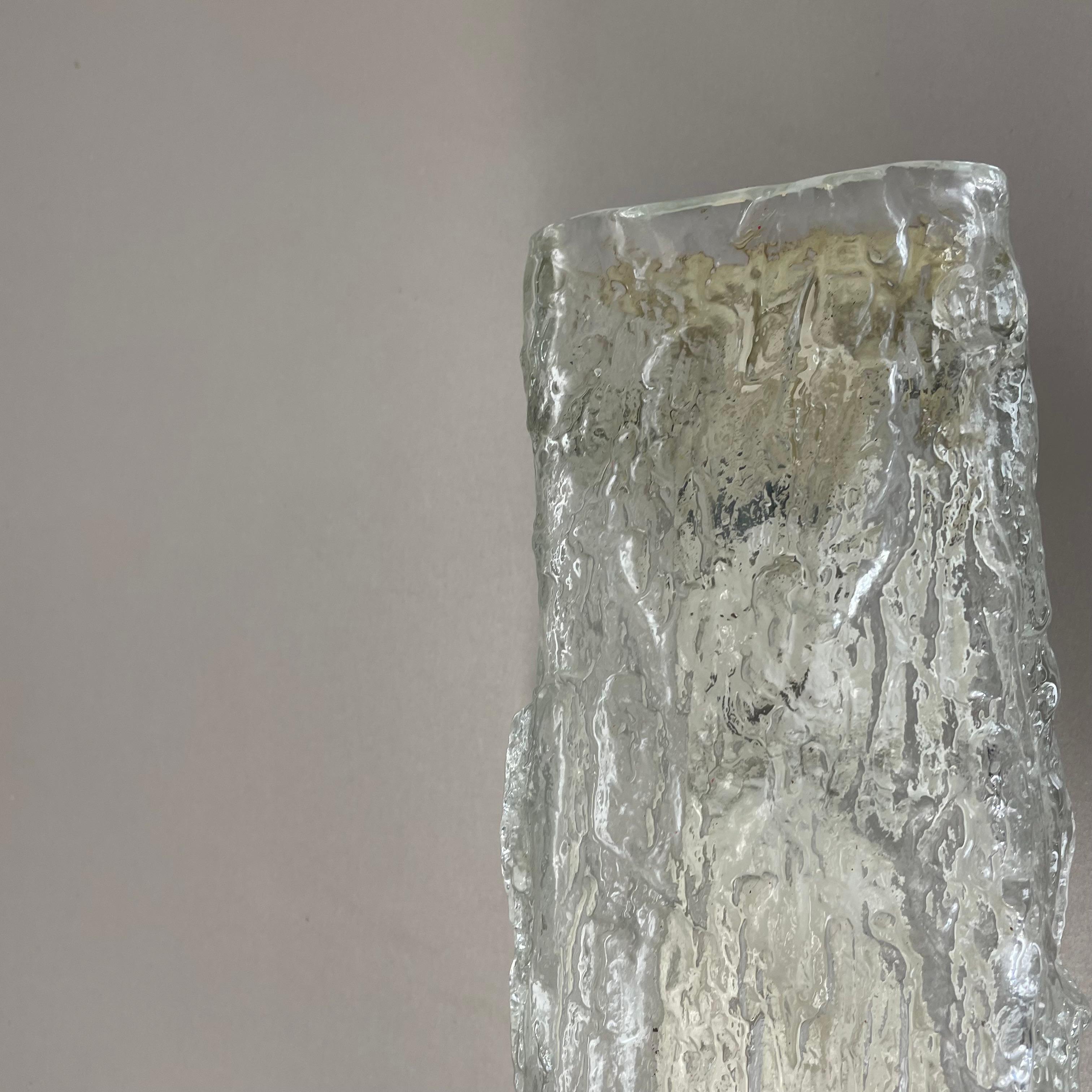 Vintage murano Ice Glass Metal Wall Light by Kaiser Leuchten, Germany 1970s 7
