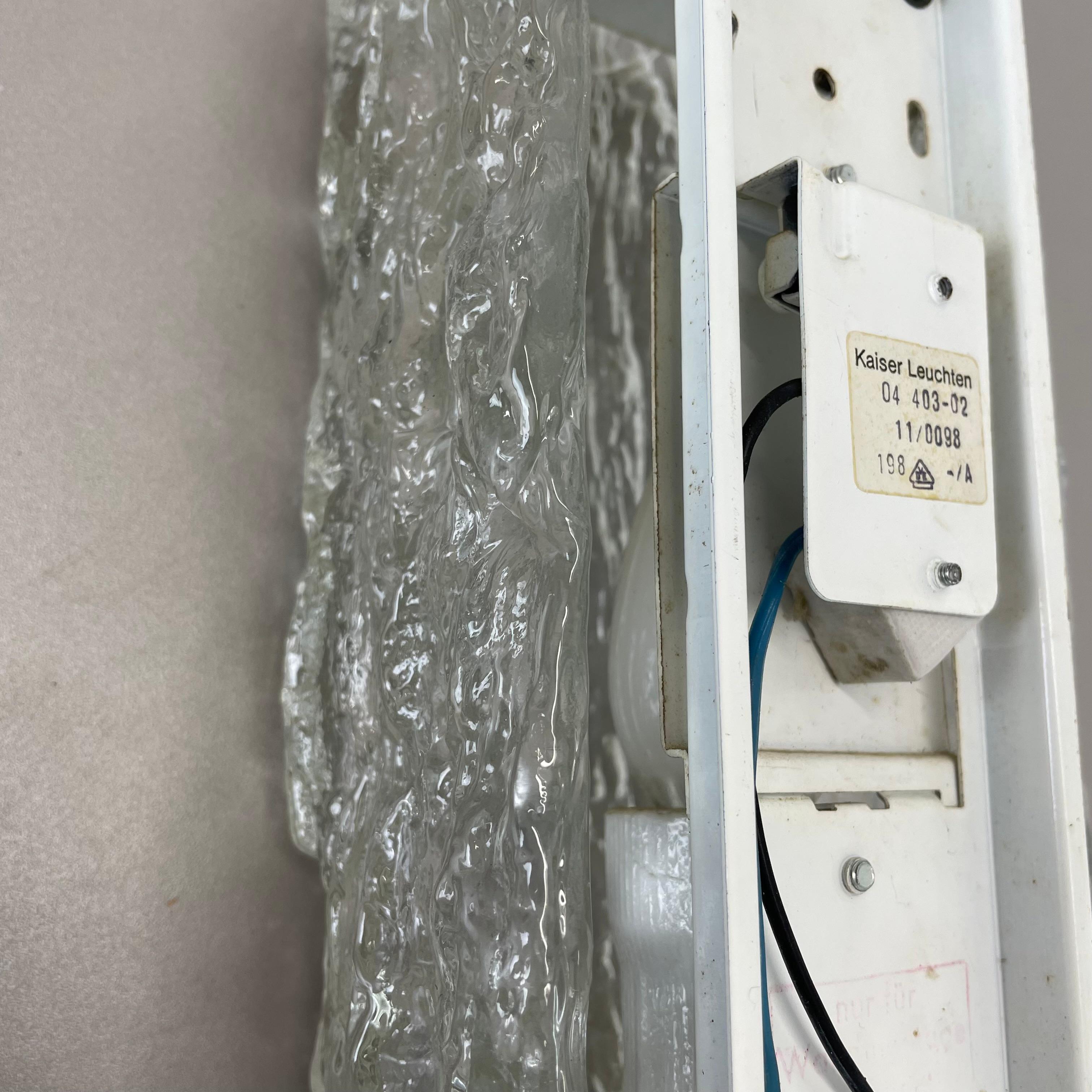 Vintage murano Ice Glass Metal Wall Light by Kaiser Leuchten, Germany 1970s 13