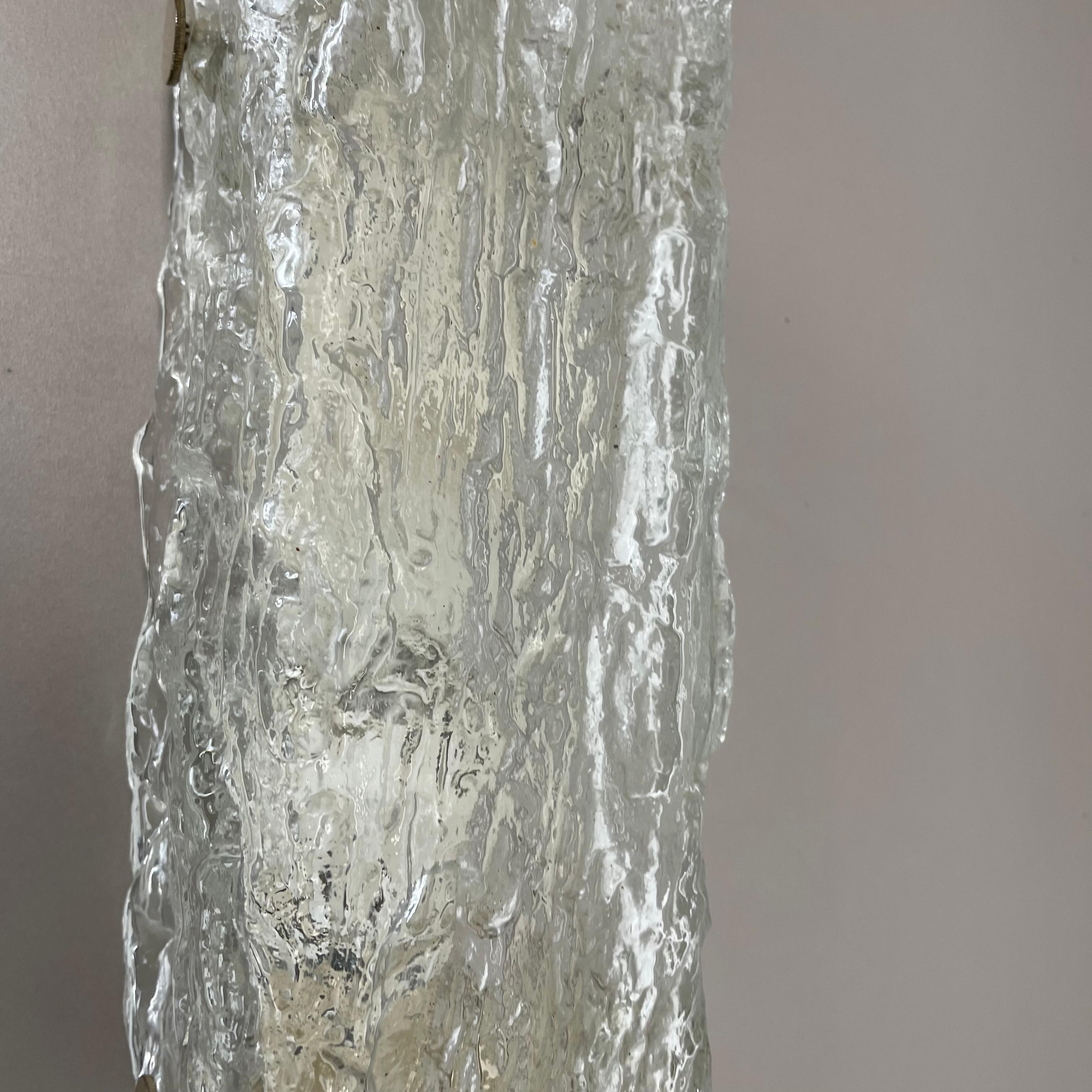 Vintage murano Ice Glass Metal Wall Light by Kaiser Leuchten, Germany 1970s 1