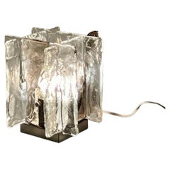 Vintage Murano Ice Glass Table Lamp Carlo Nason Mazzega, 70s New Old Stock