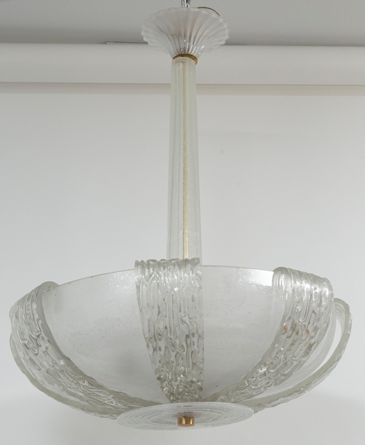Vintage Murano Icy Venini Ceiling Fixture, UL Certified For Sale 4