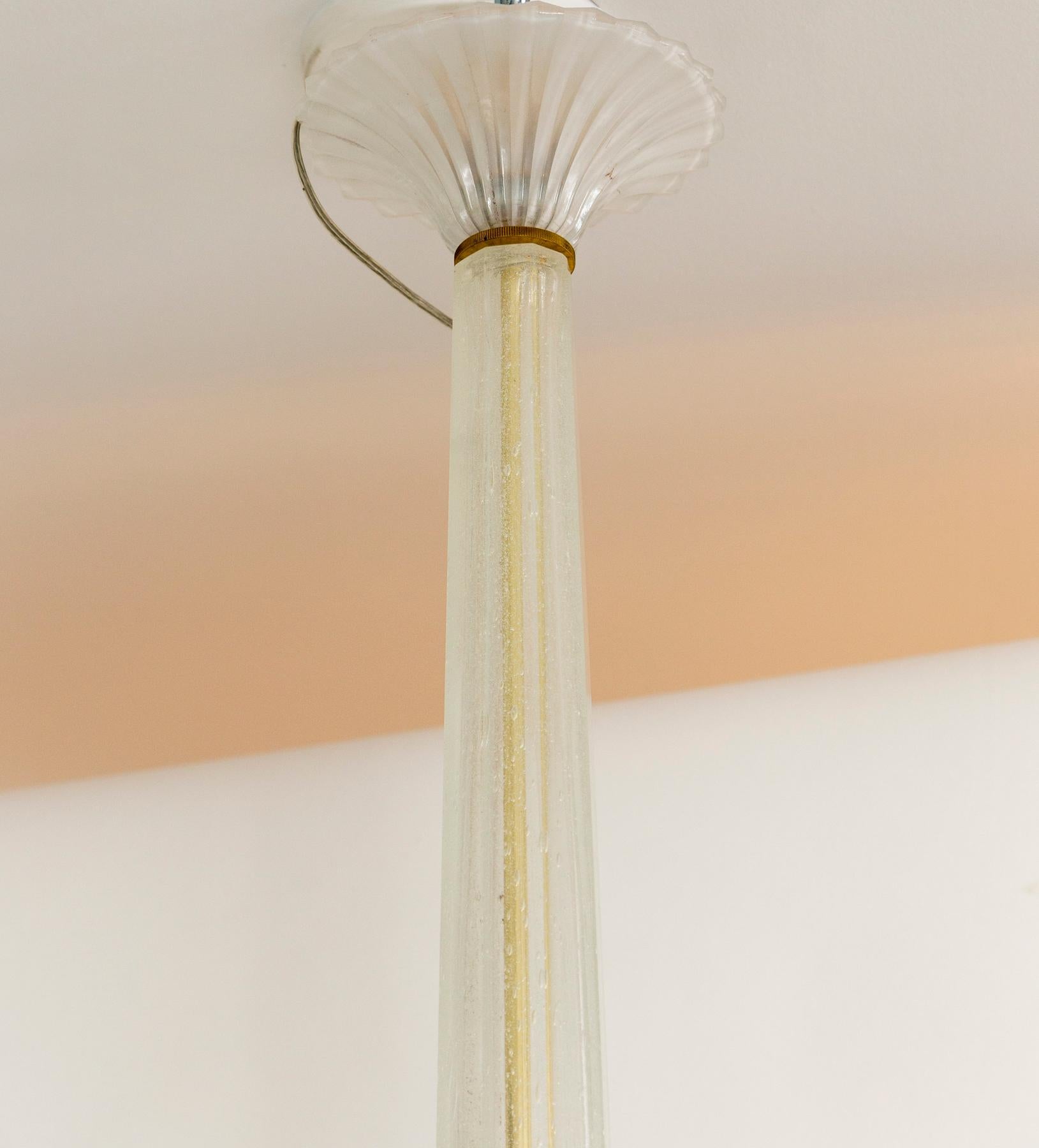Vintage Murano Icy Venini Ceiling Fixture, UL Certified In Good Condition For Sale In Westport, CT