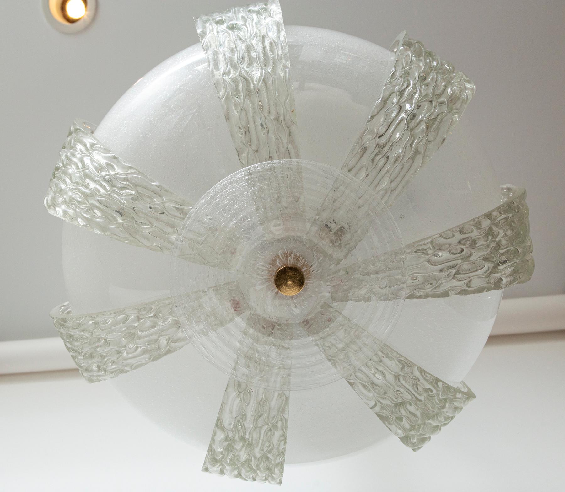Vintage Murano Icy Venini Ceiling Fixture, UL Certified For Sale 2
