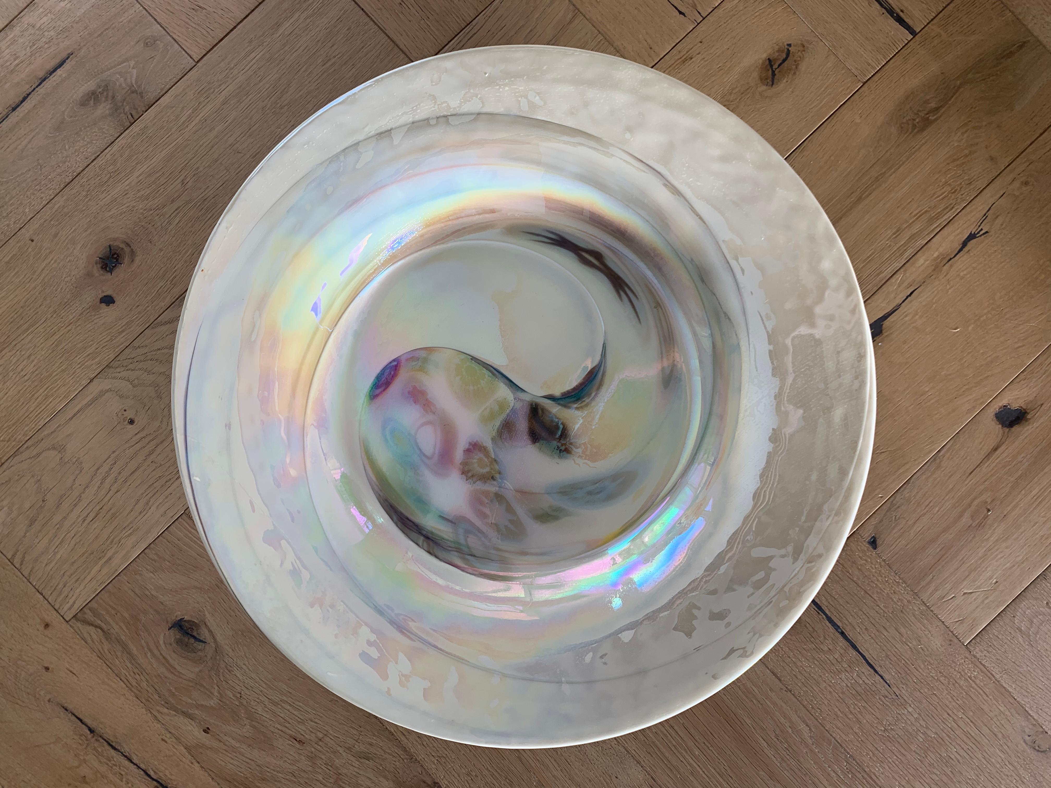 Huge Vintage Murano Italian Art Glass Bowl and Underplate 6