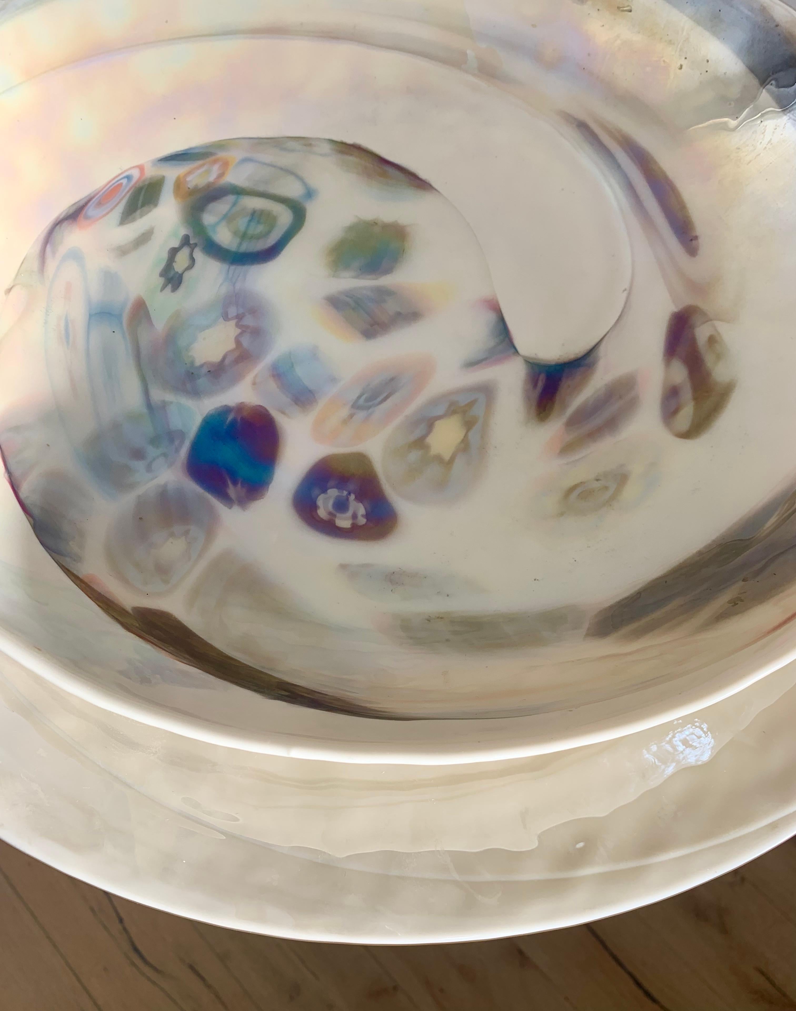 Huge Vintage Murano Italian Art Glass Bowl and Underplate 9