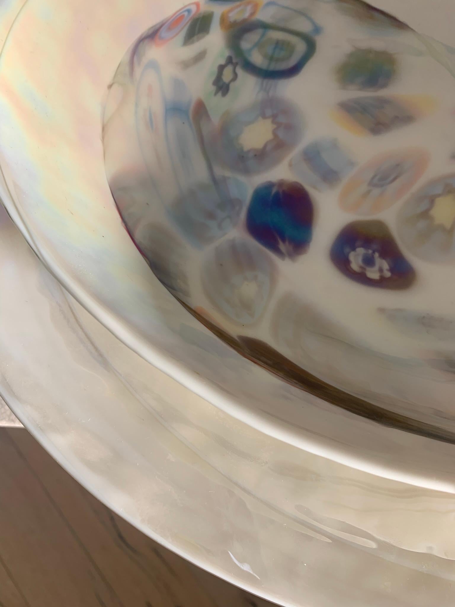 Huge Vintage Murano Italian Art Glass Bowl and Underplate 10