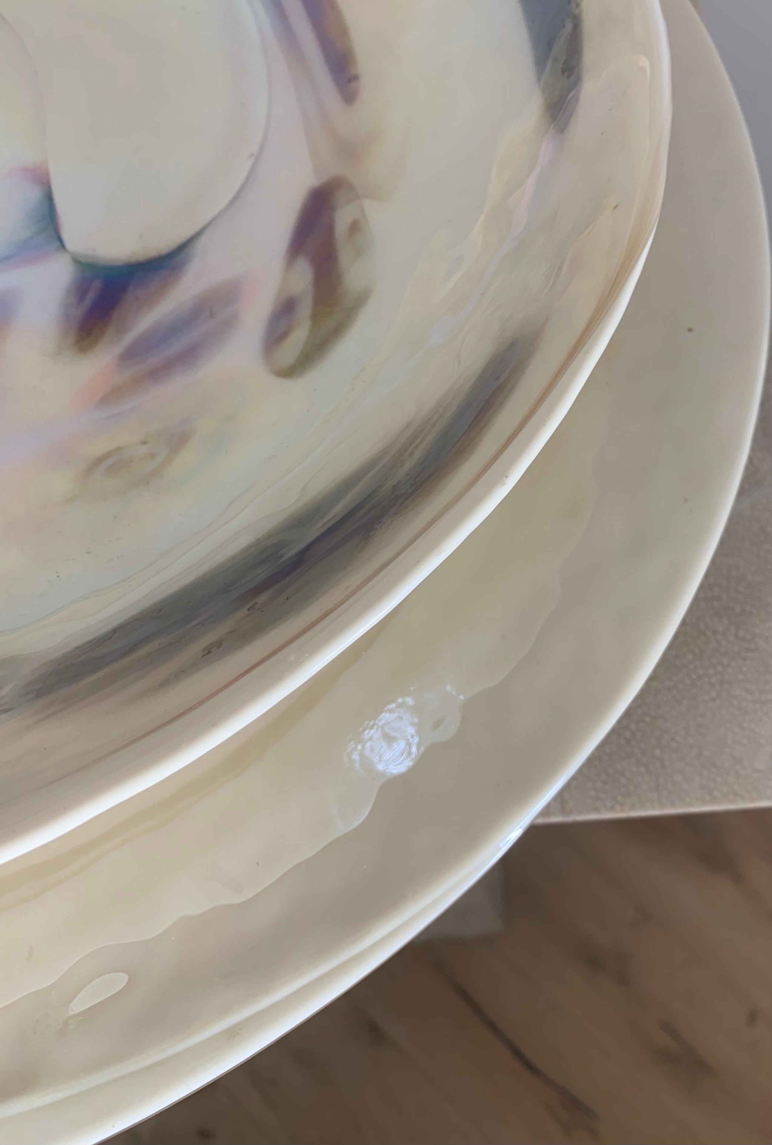 Huge Vintage Murano Italian Art Glass Bowl and Underplate 11