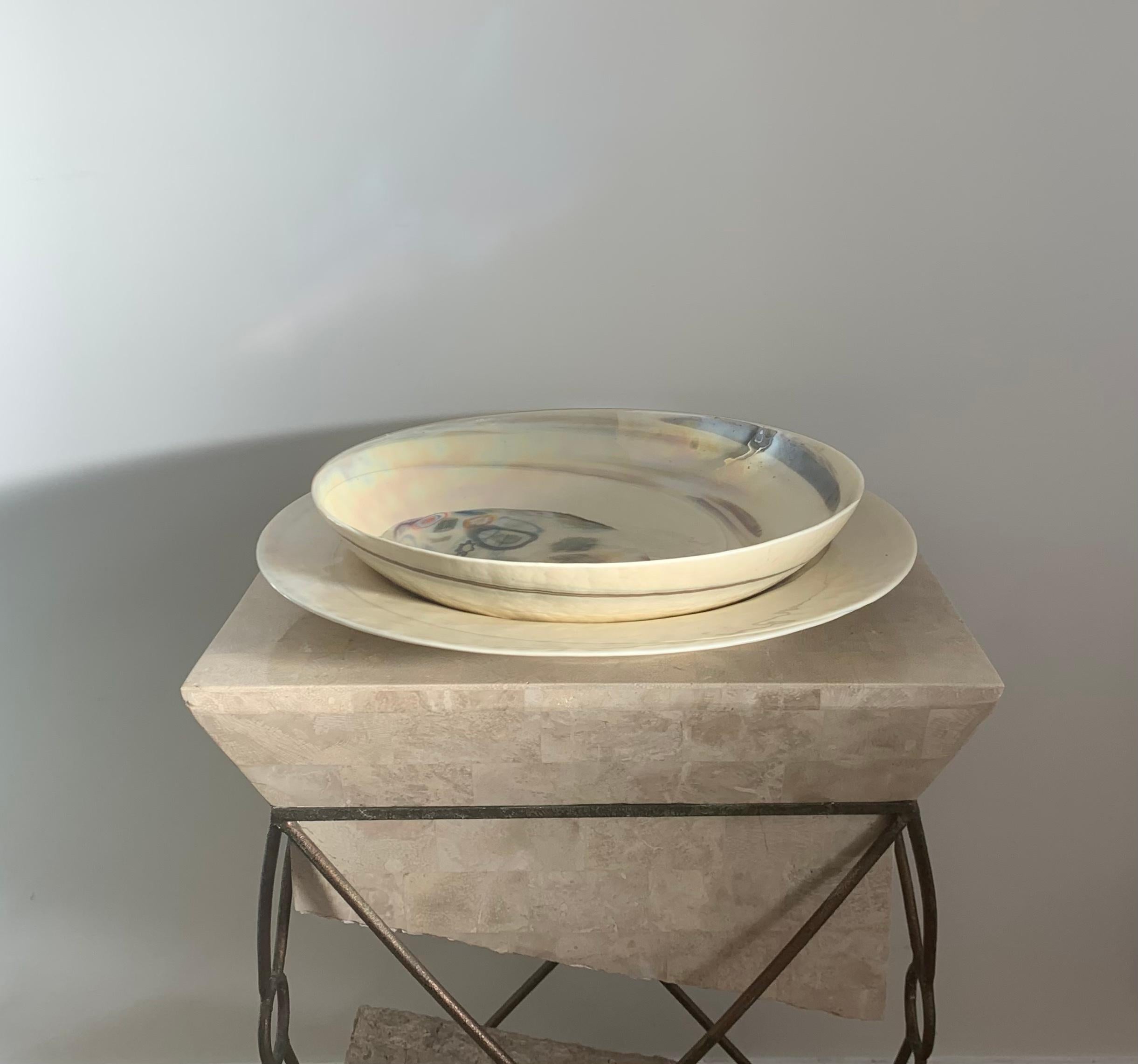 Huge Vintage Murano Italian Art Glass Bowl and Underplate 14