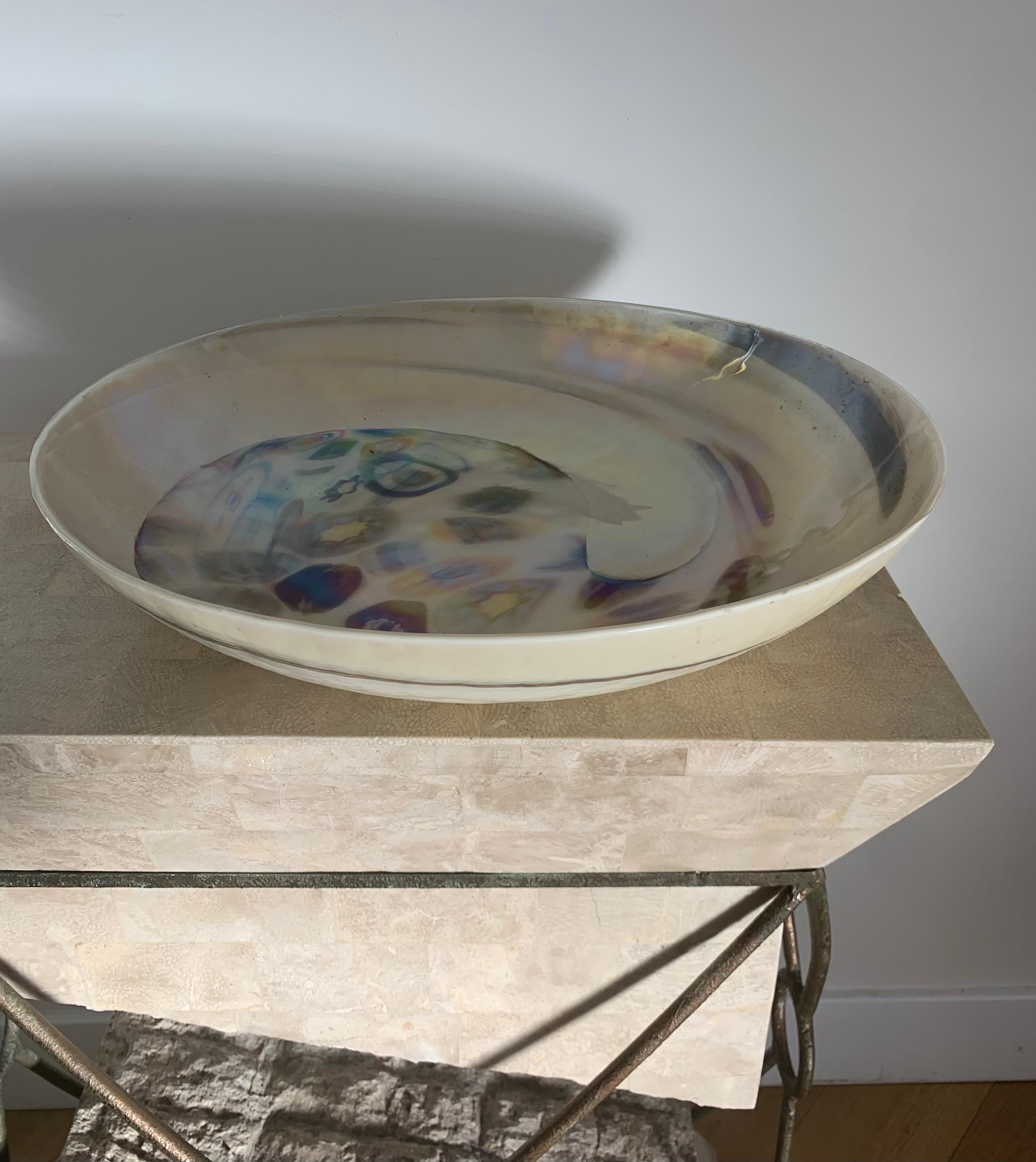 Huge Vintage Murano Italian Art Glass Bowl and Underplate 2