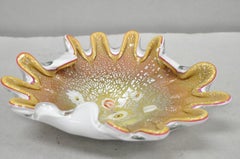 Vintage Murano Italian Art Glass Millefiore Clam Shell Candy Dish Bowl (B)