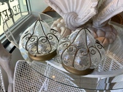 Vintge Murano Italian Flush Mount Ceiling Lights Cage Glass Chandelier