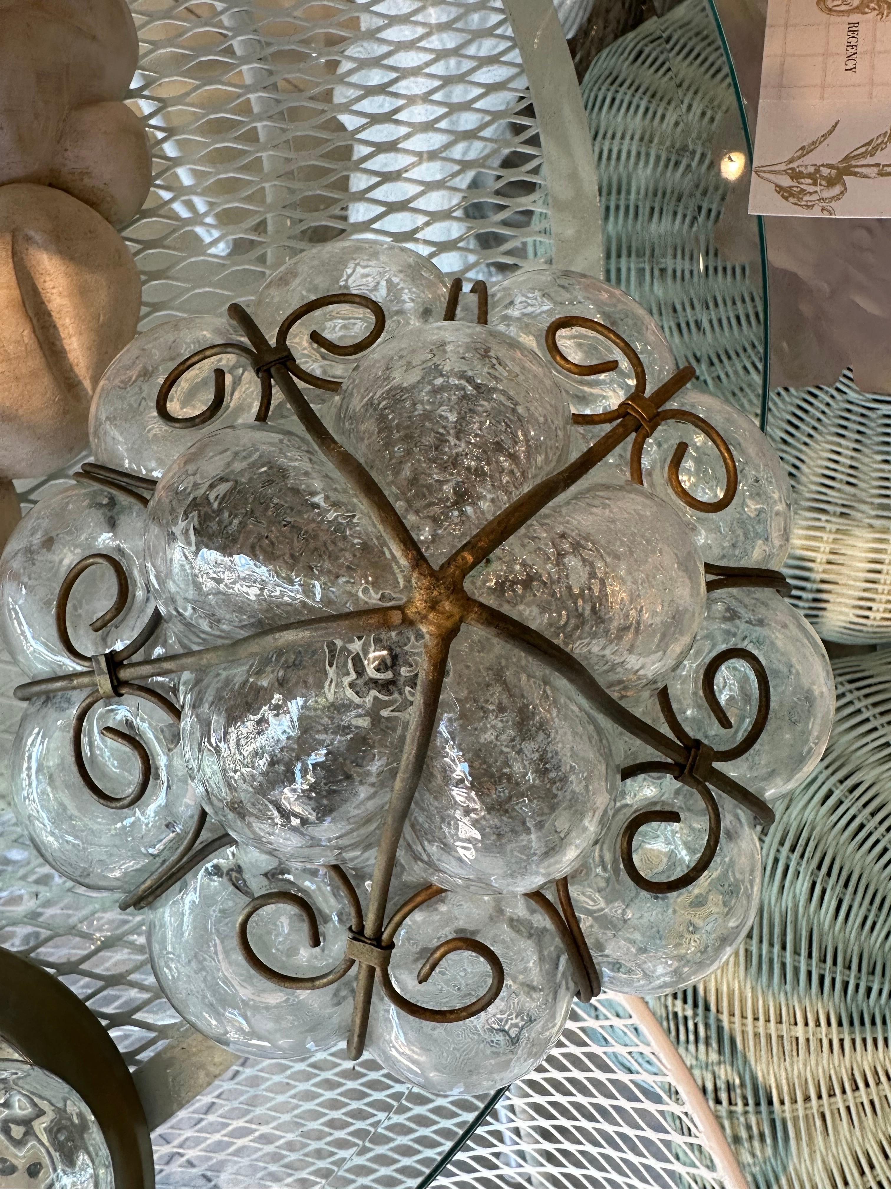 Vintge Murano Lámparas de techo italianas empotradas Jaula de cristal Araña en Bueno estado para la venta en West Palm Beach, FL