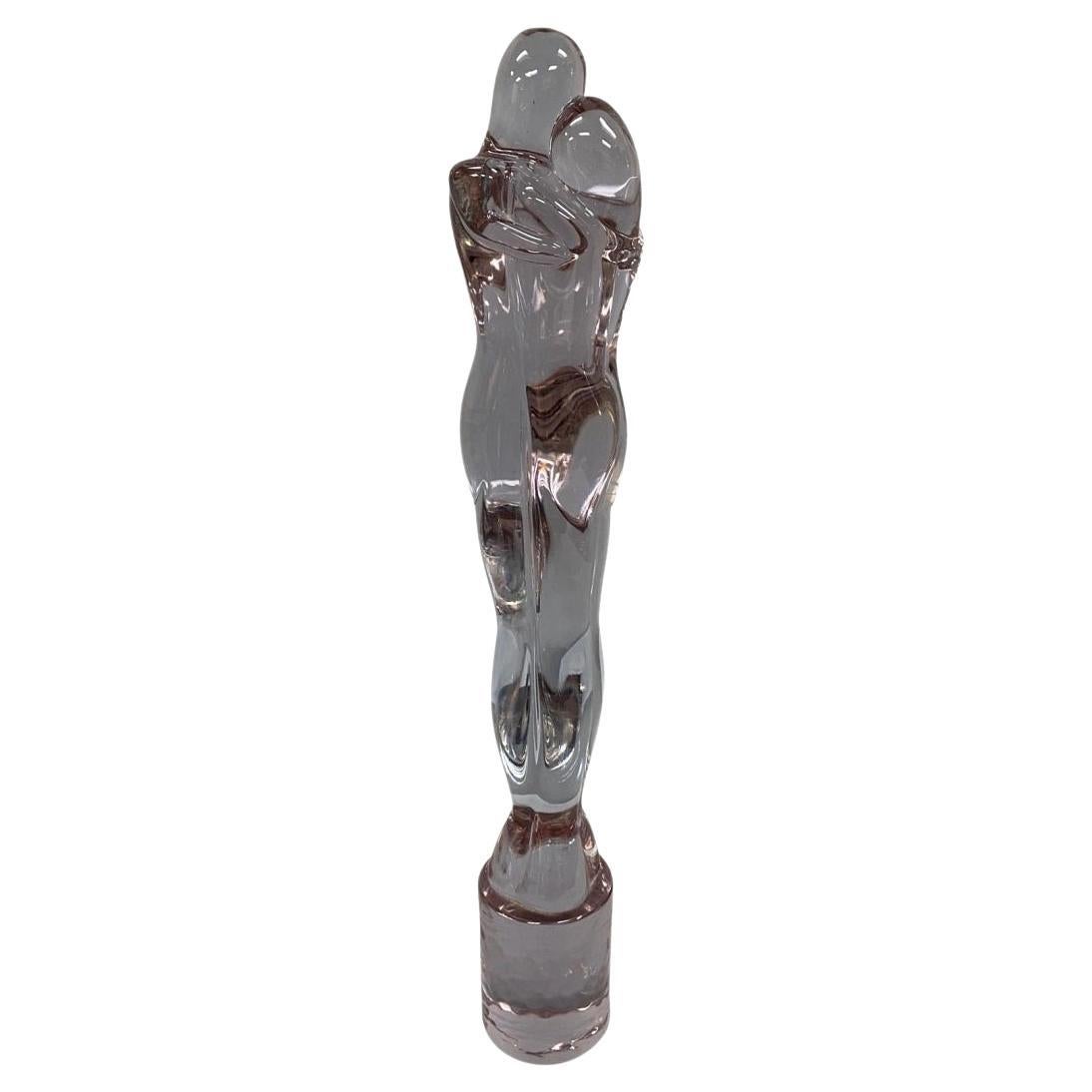 Vintage Murano Italian Mid Century Modern Purple Glass Lovers Embrace Sculpture