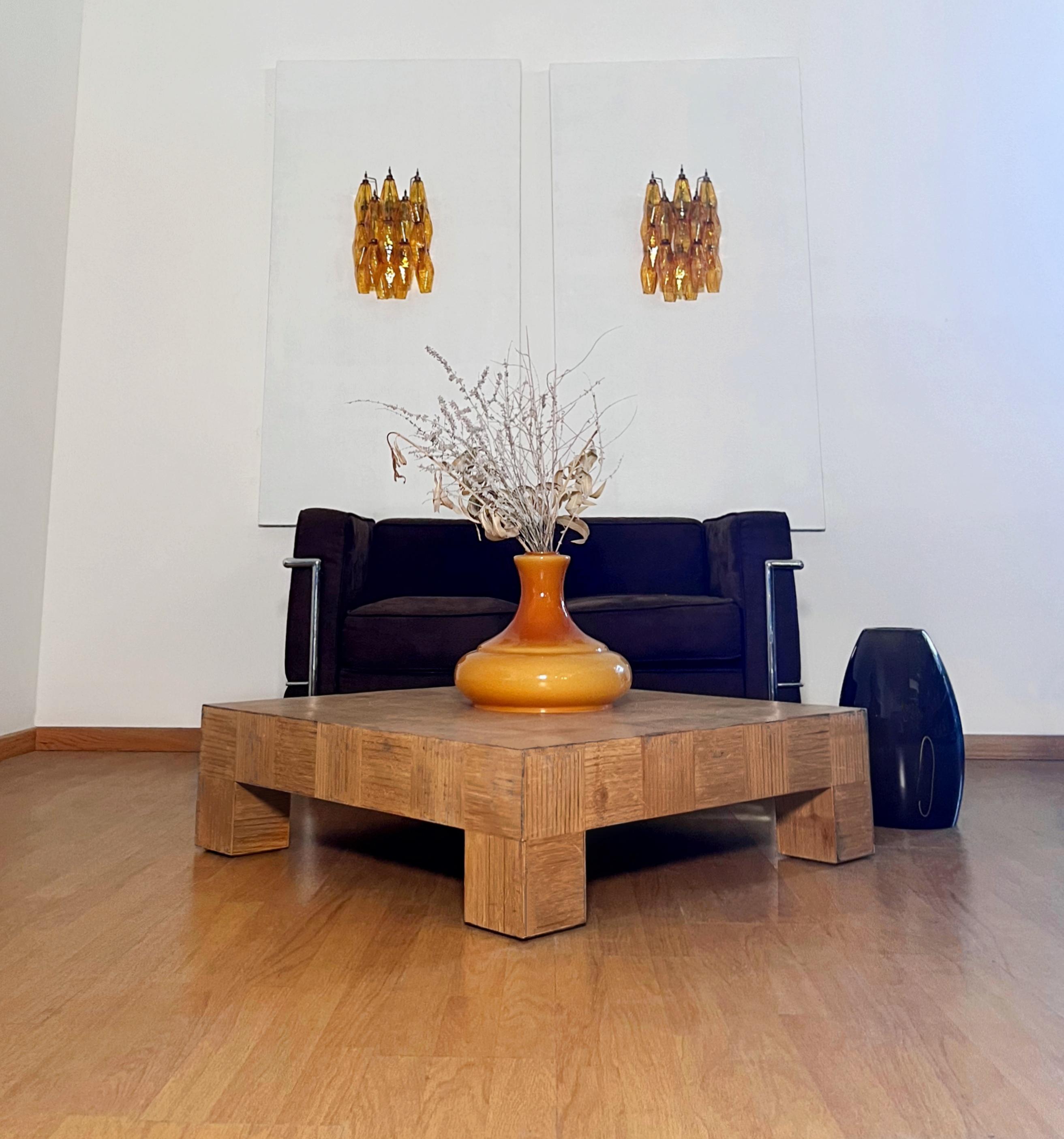 Vintage Murano Italienisch POLIEDRI Bernsteinglas Wandleuchter (Moderne der Mitte des Jahrhunderts) im Angebot