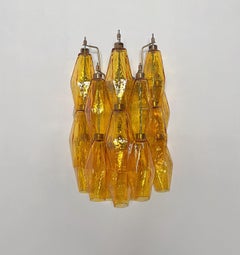Vintage Murano Italian POLIEDRI amber glass wall sconces
