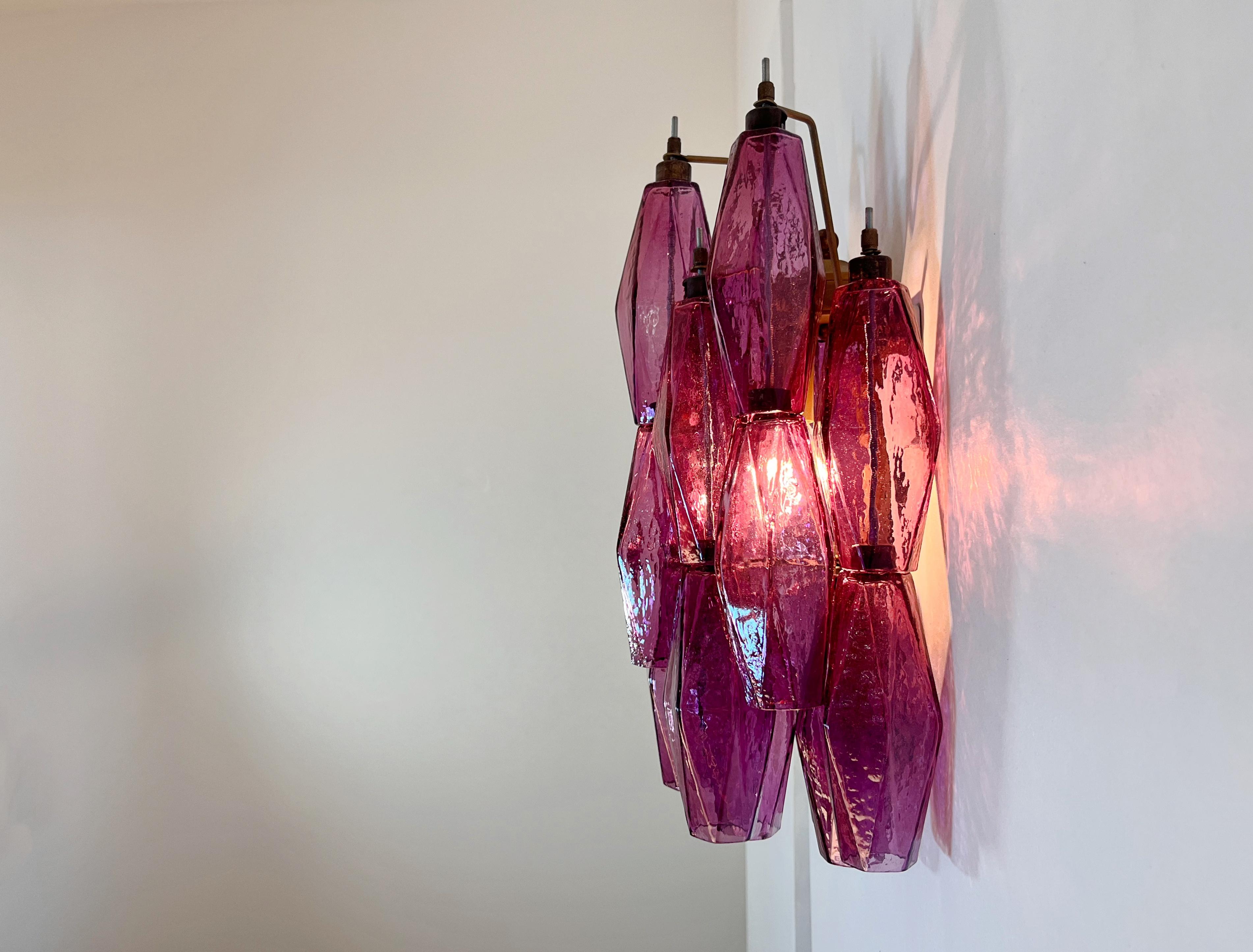 Vintage Murano Italian POLIEDRI amethyst pulegoso glass wall sconces 5
