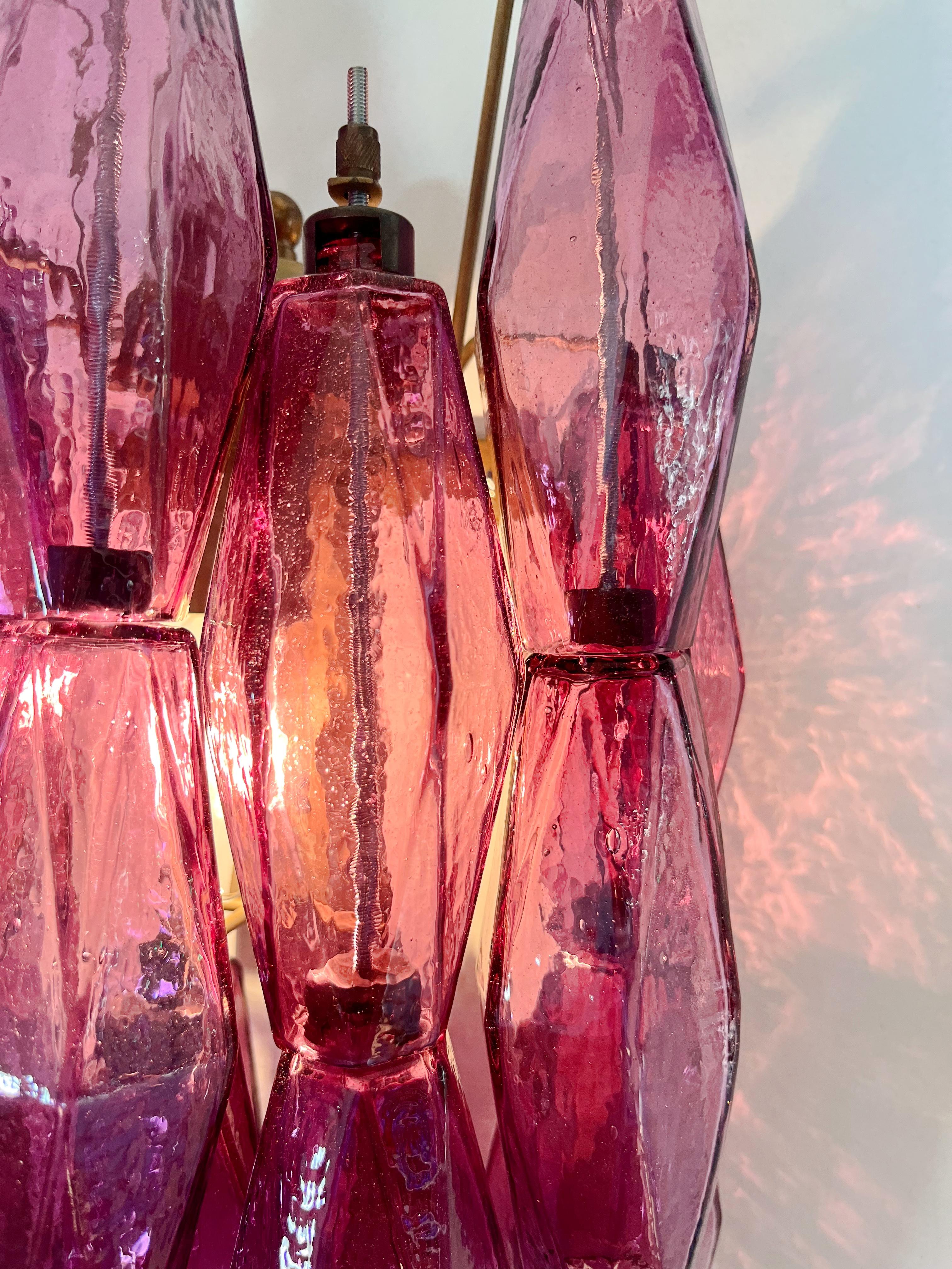 Vintage Murano Italian POLIEDRI amethyst pulegoso glass wall sconces 6