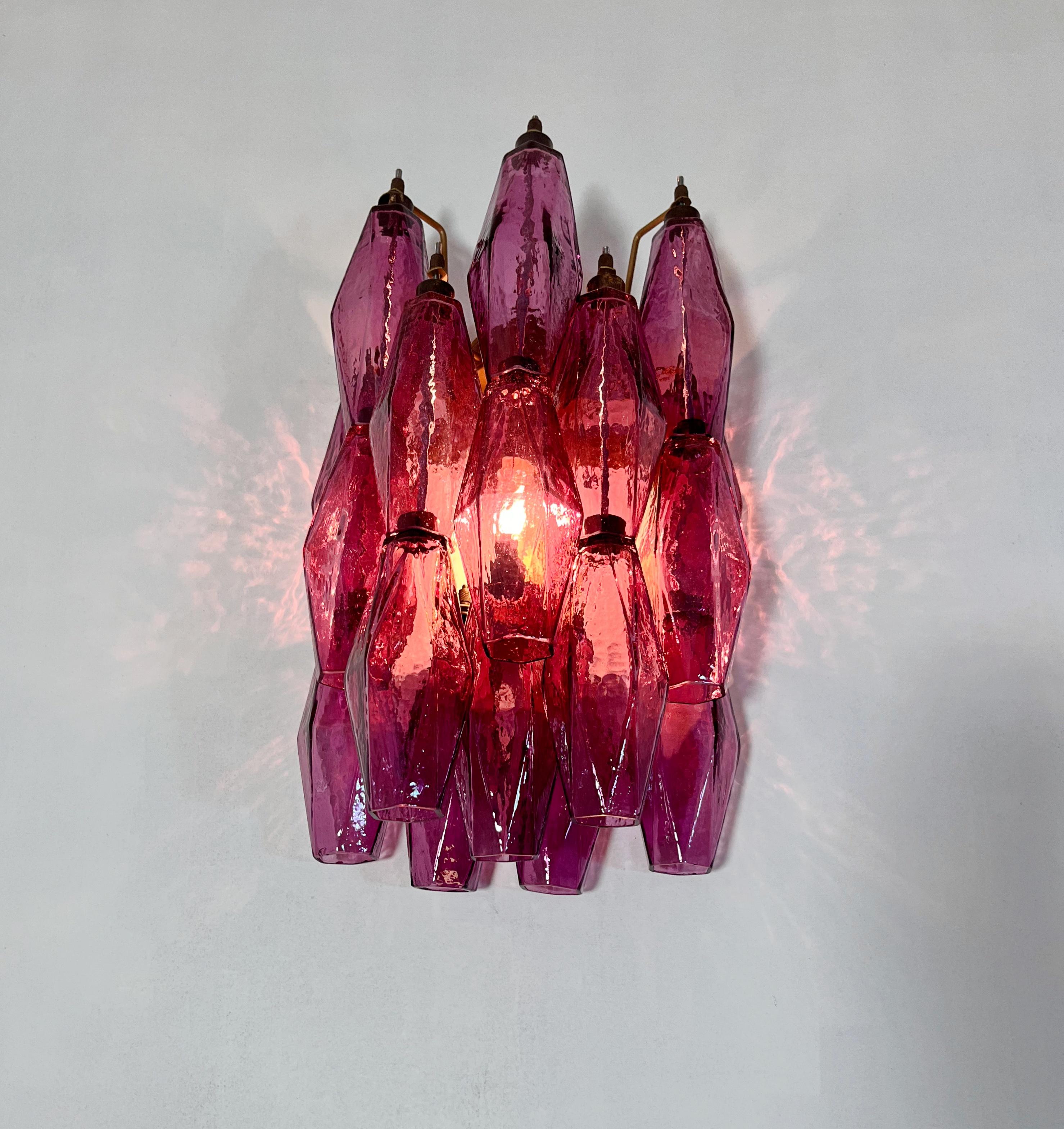Vintage Murano Italian POLIEDRI amethyst pulegoso glass wall sconces 8