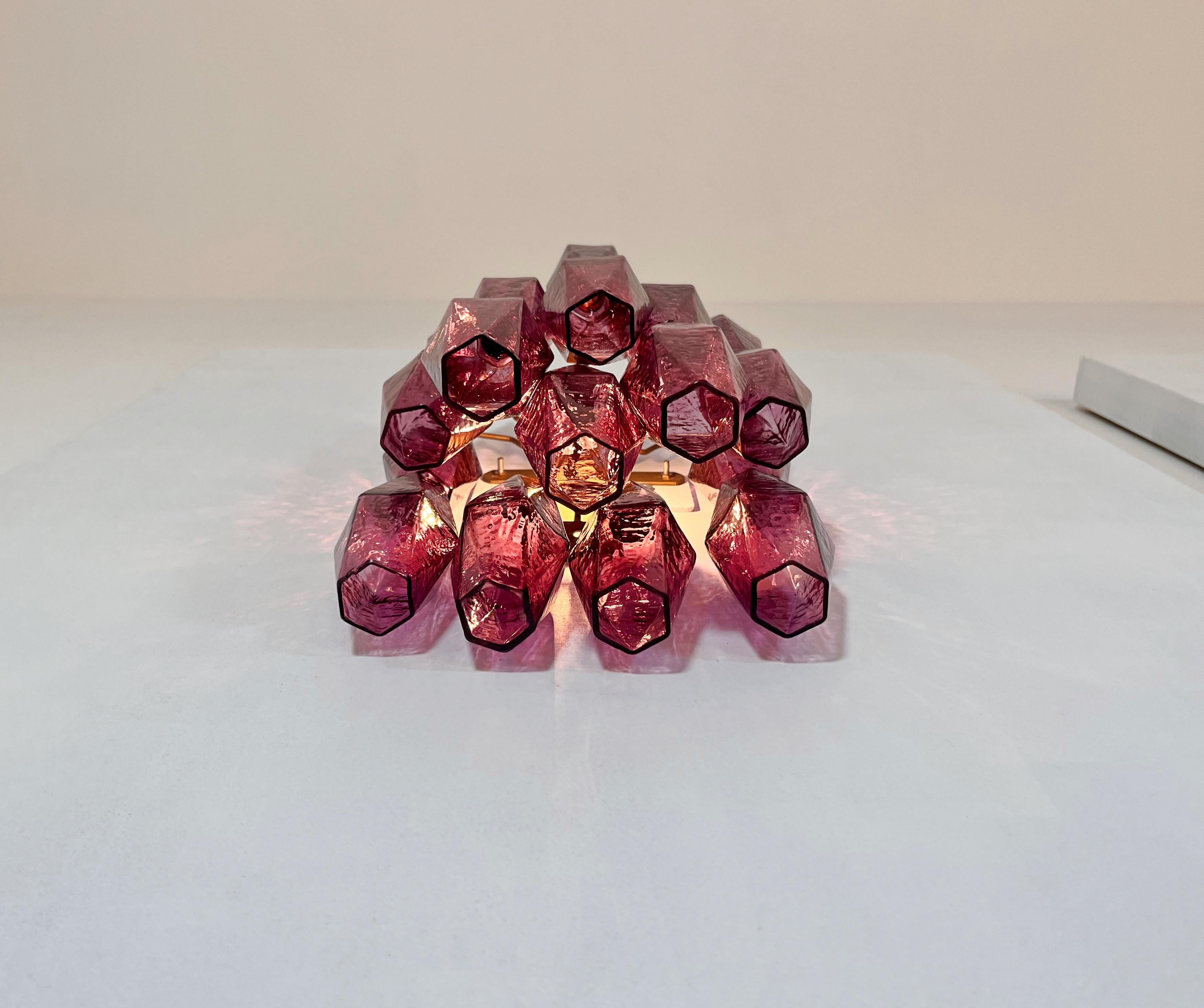 Vintage Murano Italian POLIEDRI amethyst pulegoso glass wall sconces 9