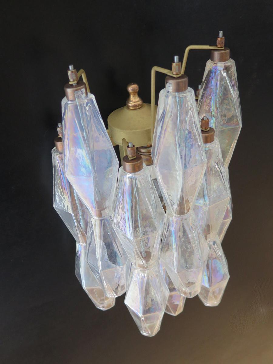 Vintage Murano Italian Poliedri Iridescent Glass Wall Sconces 3