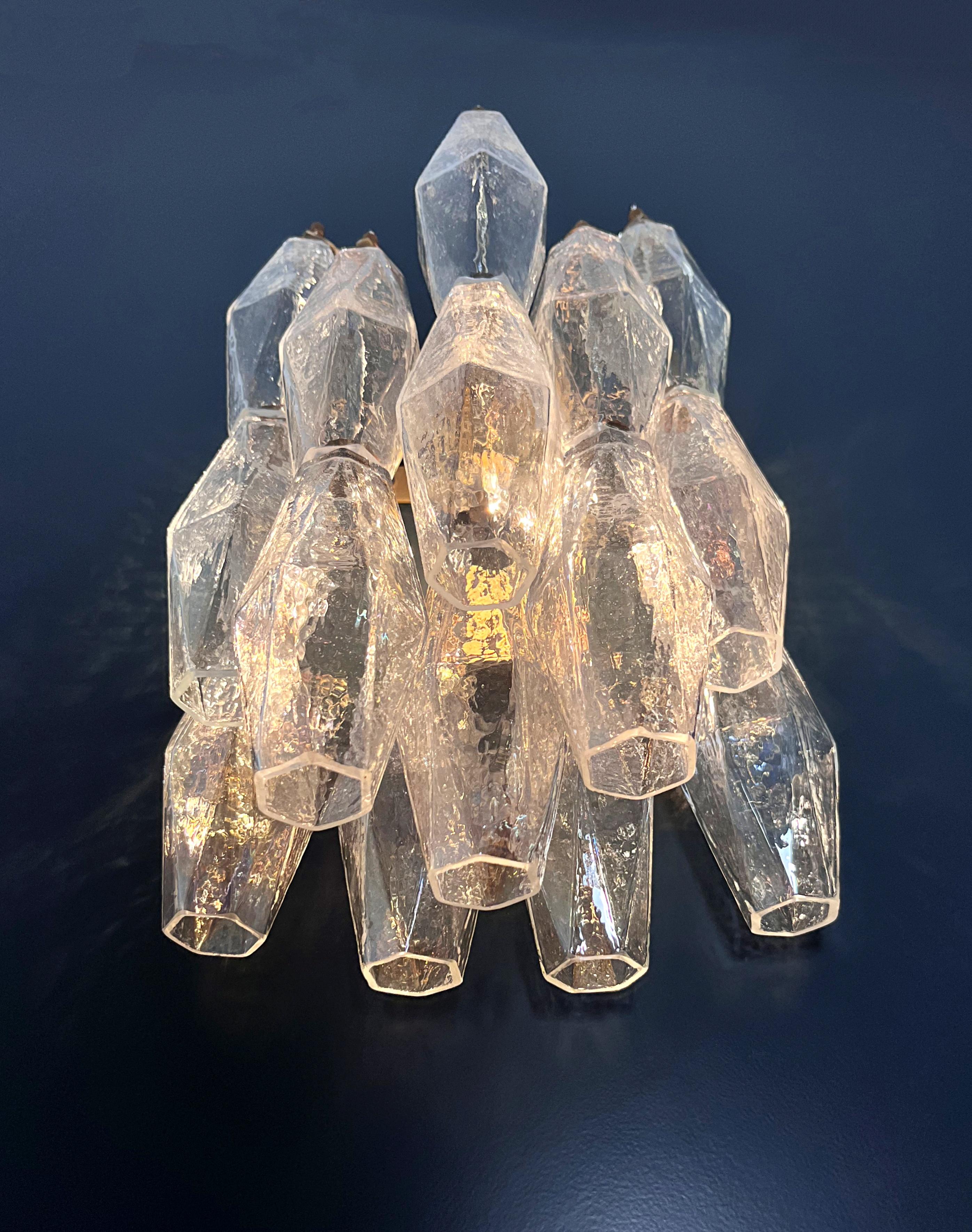 Vintage Murano Italian POLIEDRI iridescent glass wall sconces For Sale 4