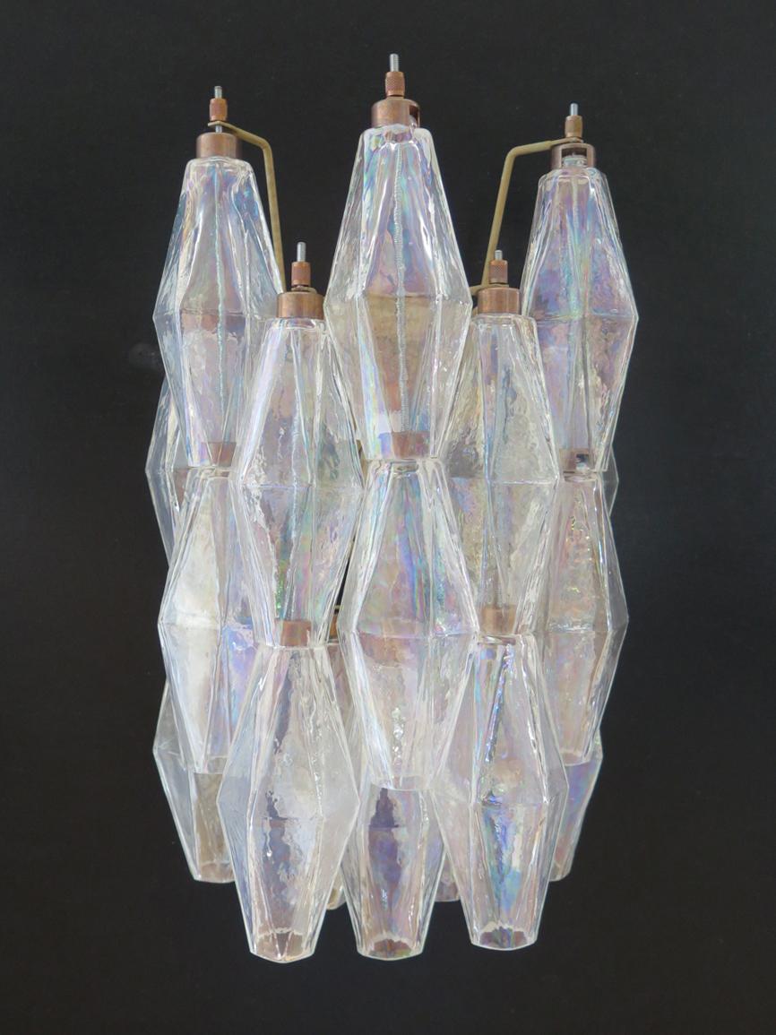 Vintage Murano Italian Poliedri Iridescent Glass Wall Sconces 5