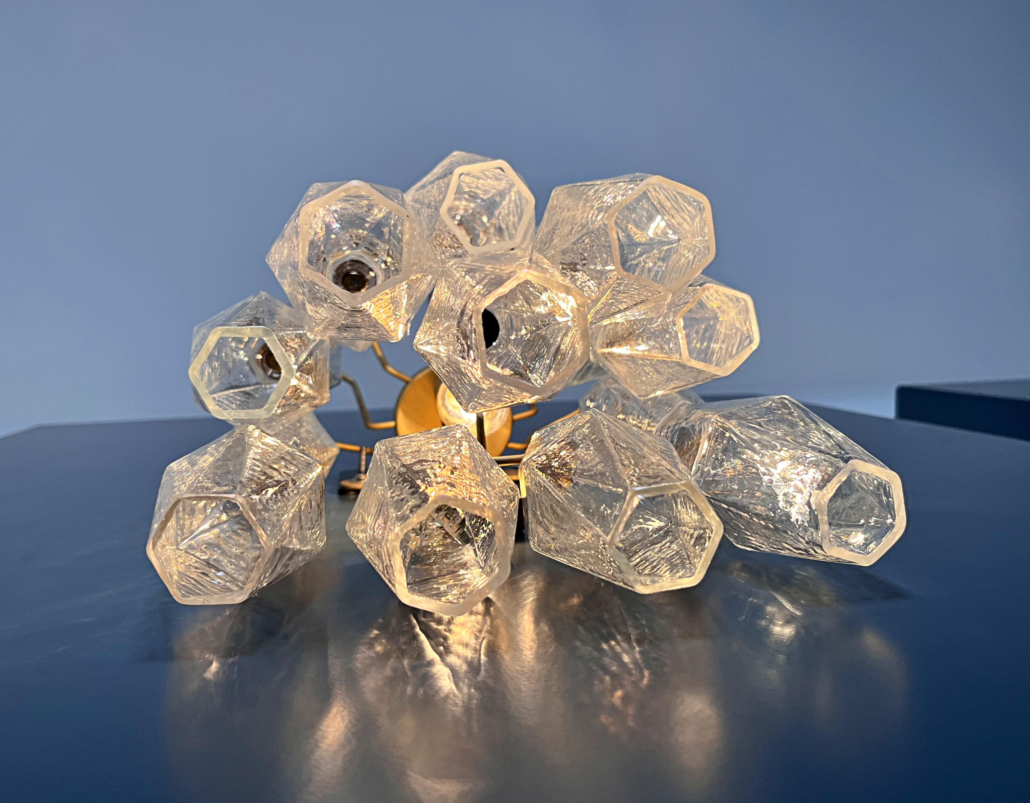 Vintage Murano Italian POLIEDRI iridescent glass wall sconces For Sale 6