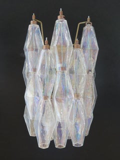 Vintage Murano Italian Poliedri Iridescent Glass Wall Sconces