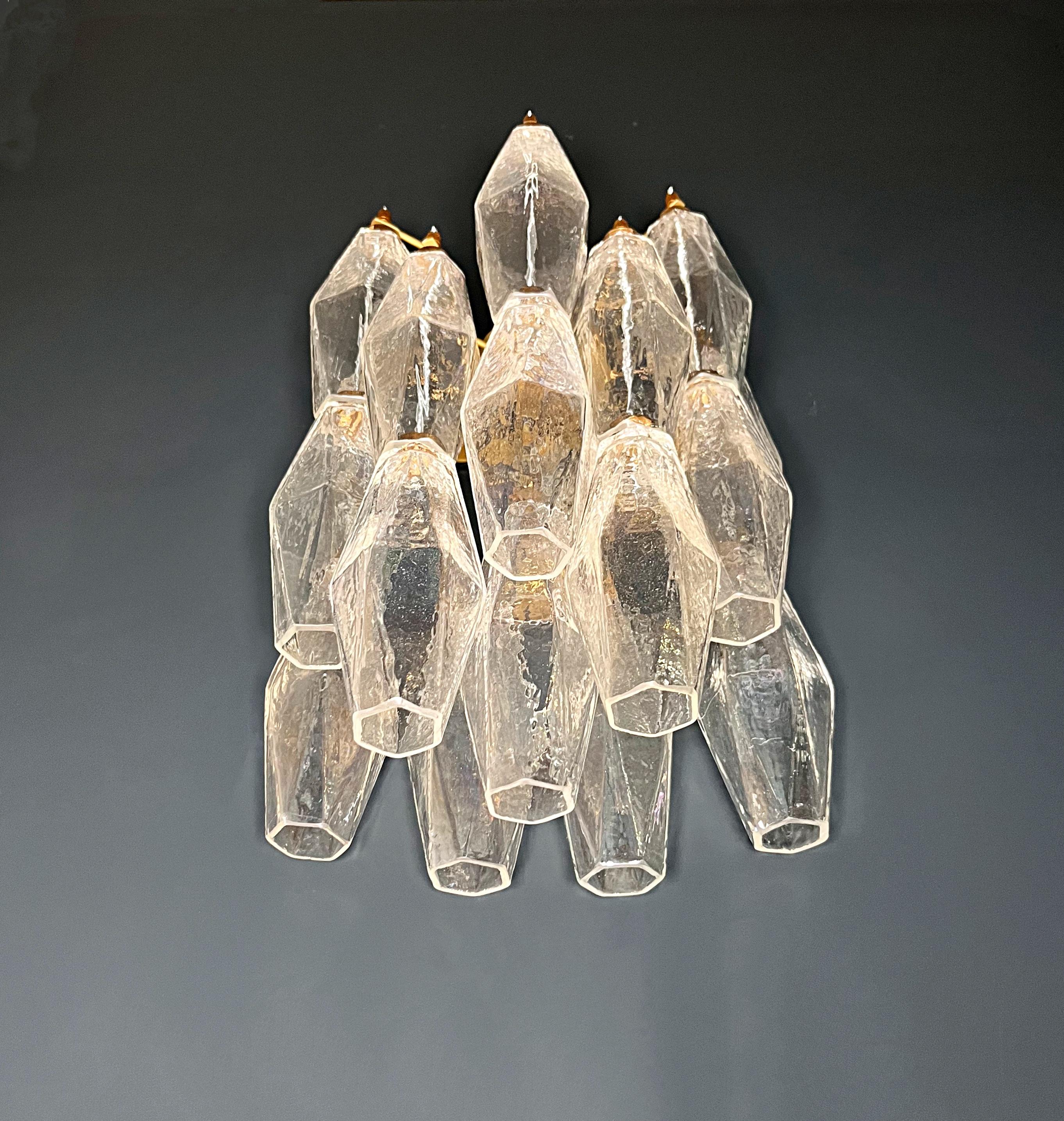 20th Century Vintage Murano Italian POLIEDRI iridescent glass wall sconces For Sale