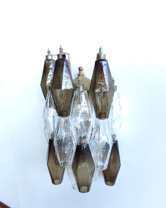 Vintage Murano Italian Poliedri Smoked and Transparent Glass Wall Sconces