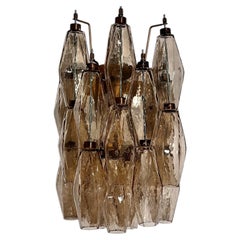 Vintage Murano Italian POLIEDRI Smoked Glass Wall Sconces