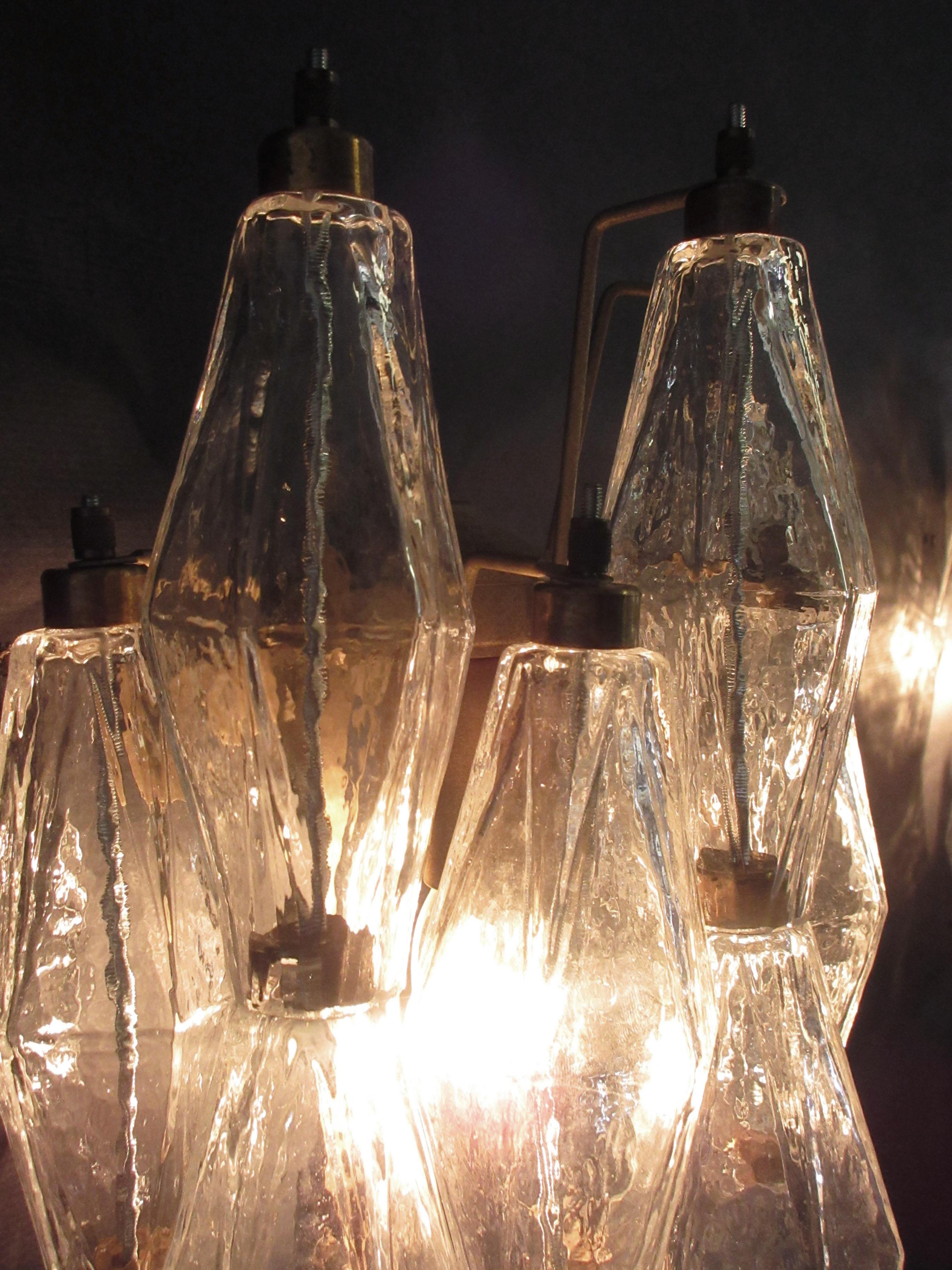 Vintage Murano Italienisch POLIEDRI trasparentes Glas Wandleuchter 7