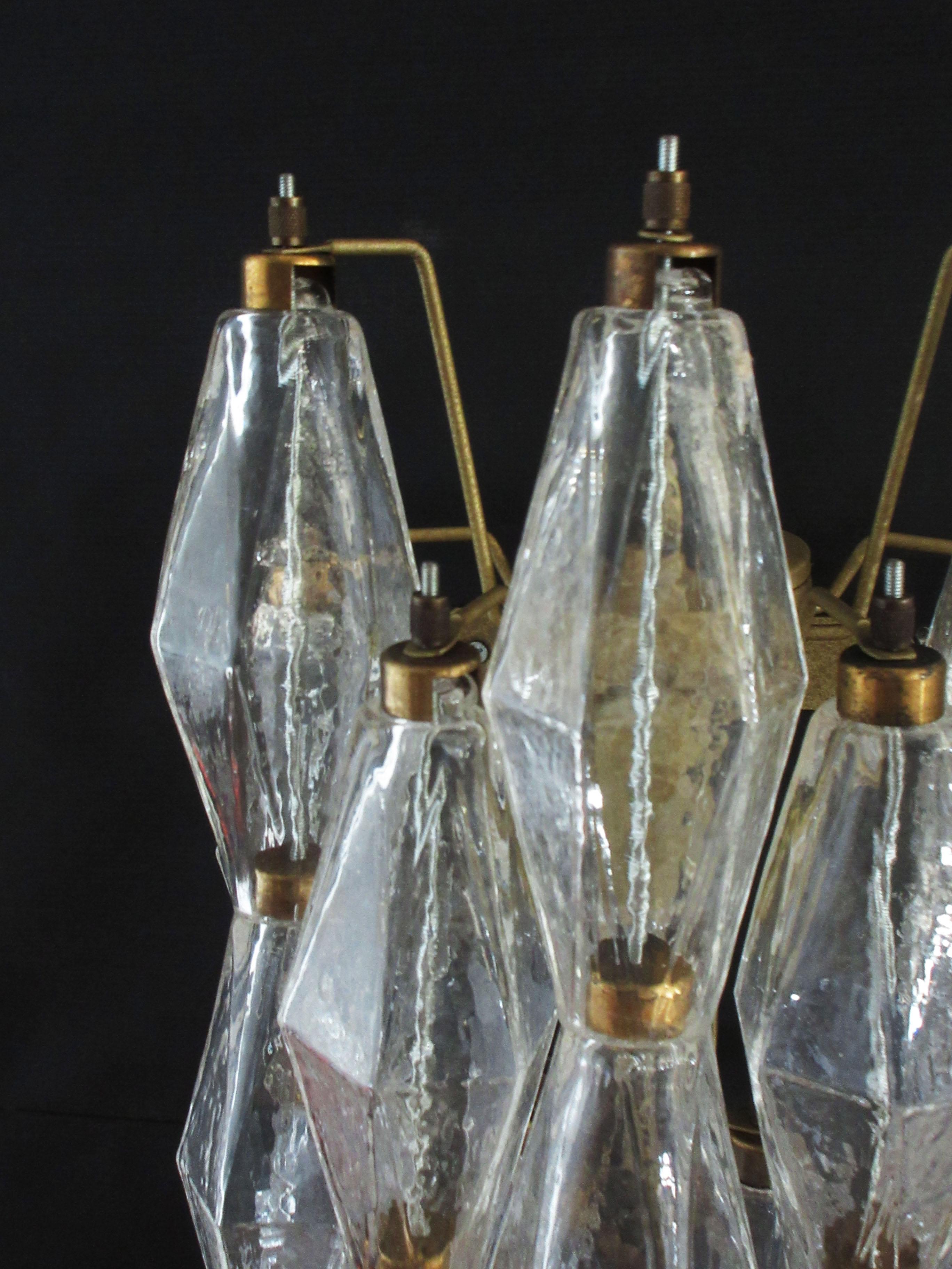 Vintage Murano Italian POLIEDRI trasparent glass wall sconces In Good Condition For Sale In Gaiarine Frazione Francenigo (TV), IT