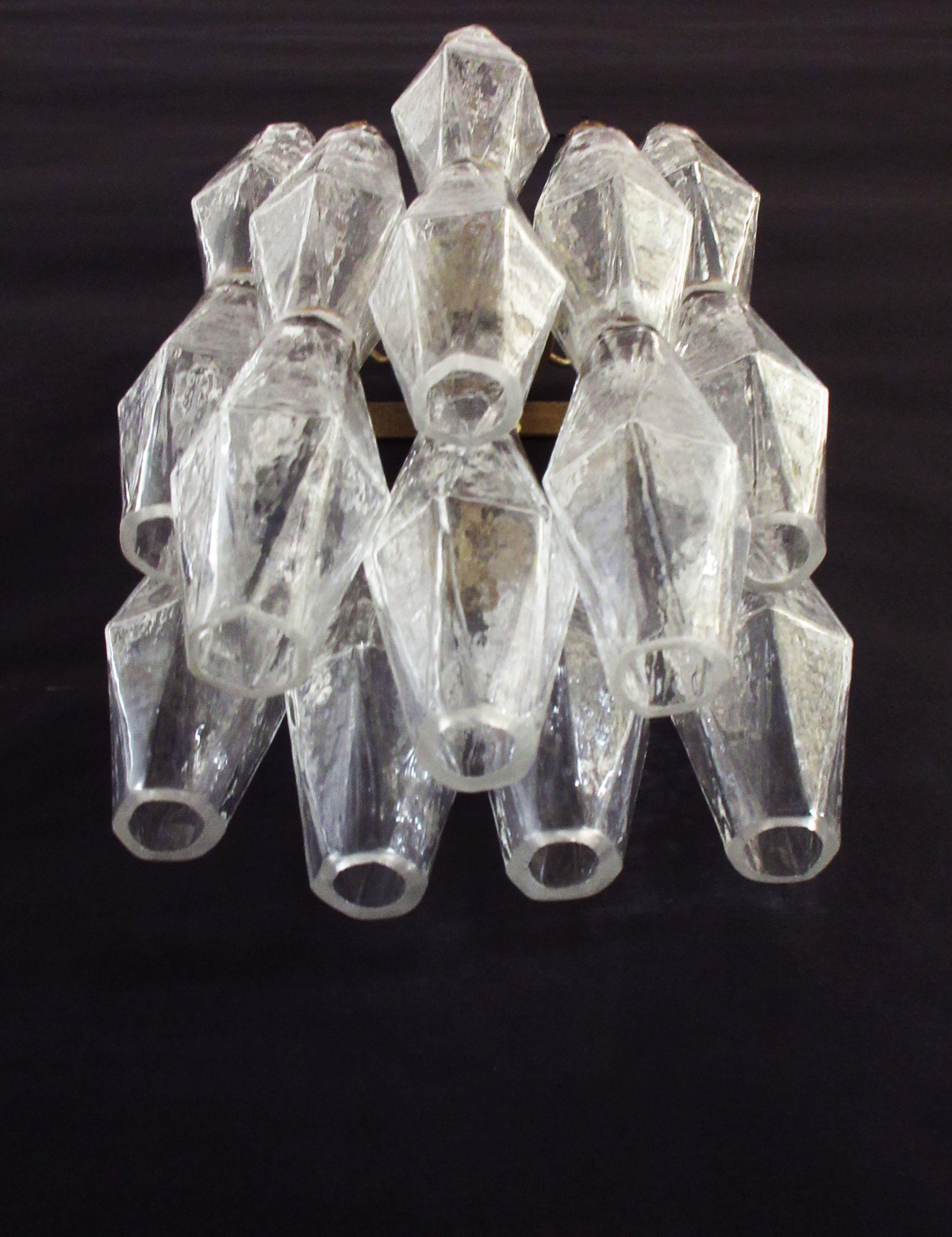 Late 20th Century Vintage Murano Italian Transparent Glass Wall Sconces