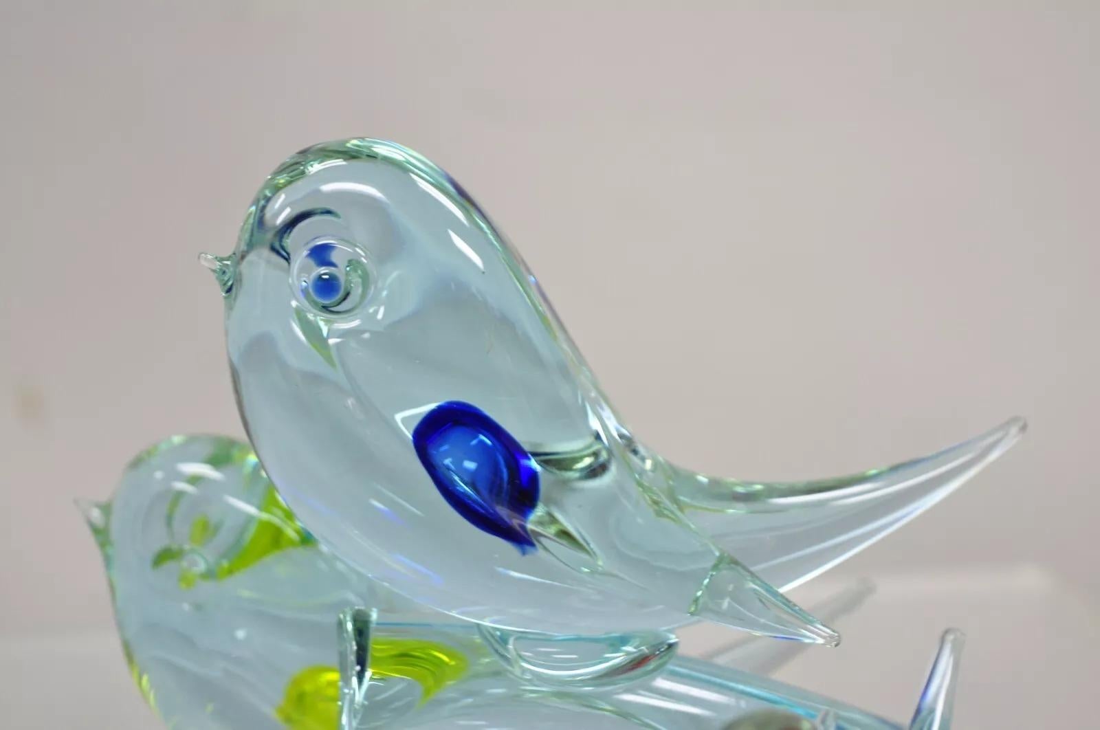 Vintage Murano Italia Arte Vidrio Modernismo 3 Pájaros Posados en Rama Escultura Desconocido en venta