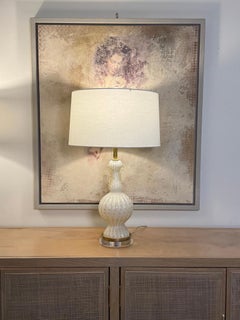 Vintage Murano Ivory Lamps with Controlled Bubbles and Ruffle Detail - A Pair