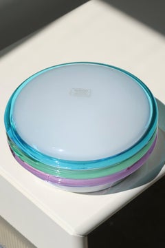 Vintage Murano Lamp Flush Mount for Wall or Ceiling Blue Purple Green Glas