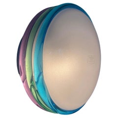 Vintage Murano Lamp Flush Mount for Wall or Ceiling Blue Purple Green Glas