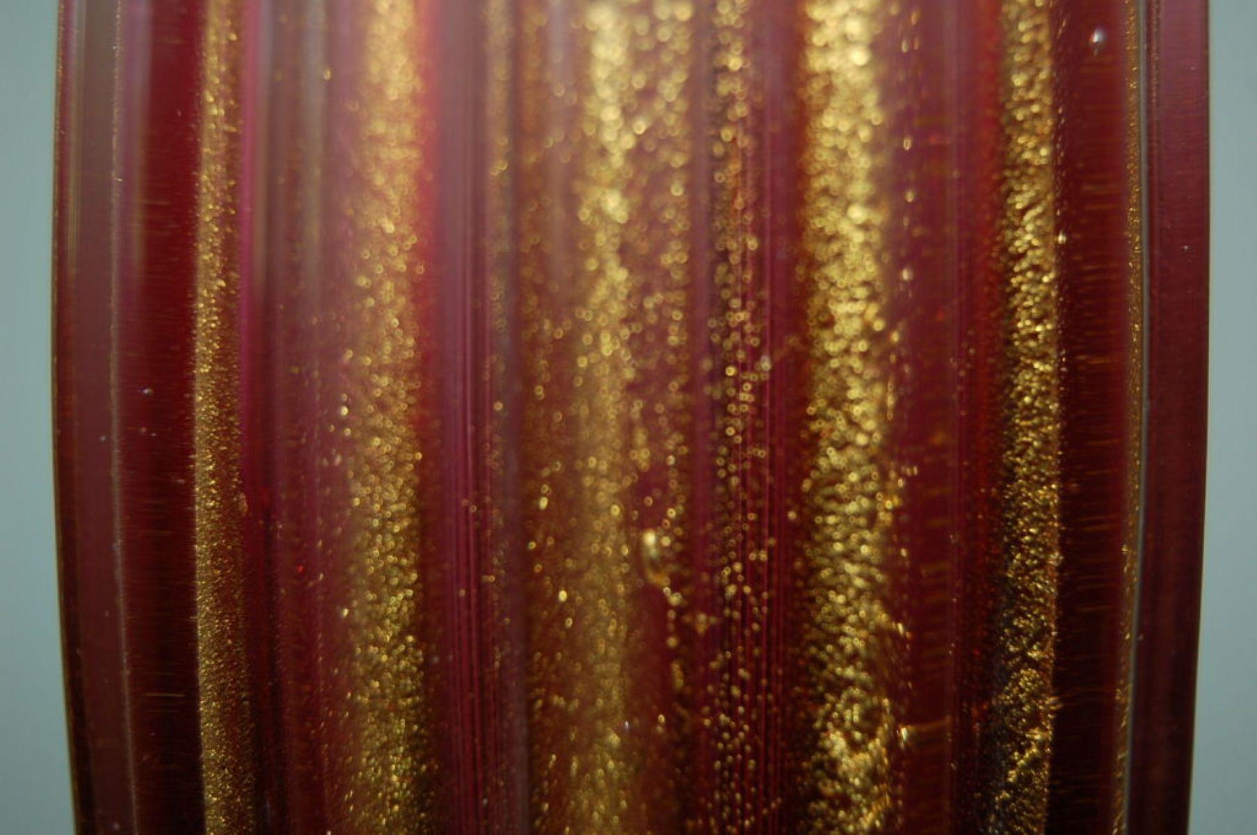 20th Century Vintage Murano Lamps of Cranberry and Cream on Gold Leaf For Sale