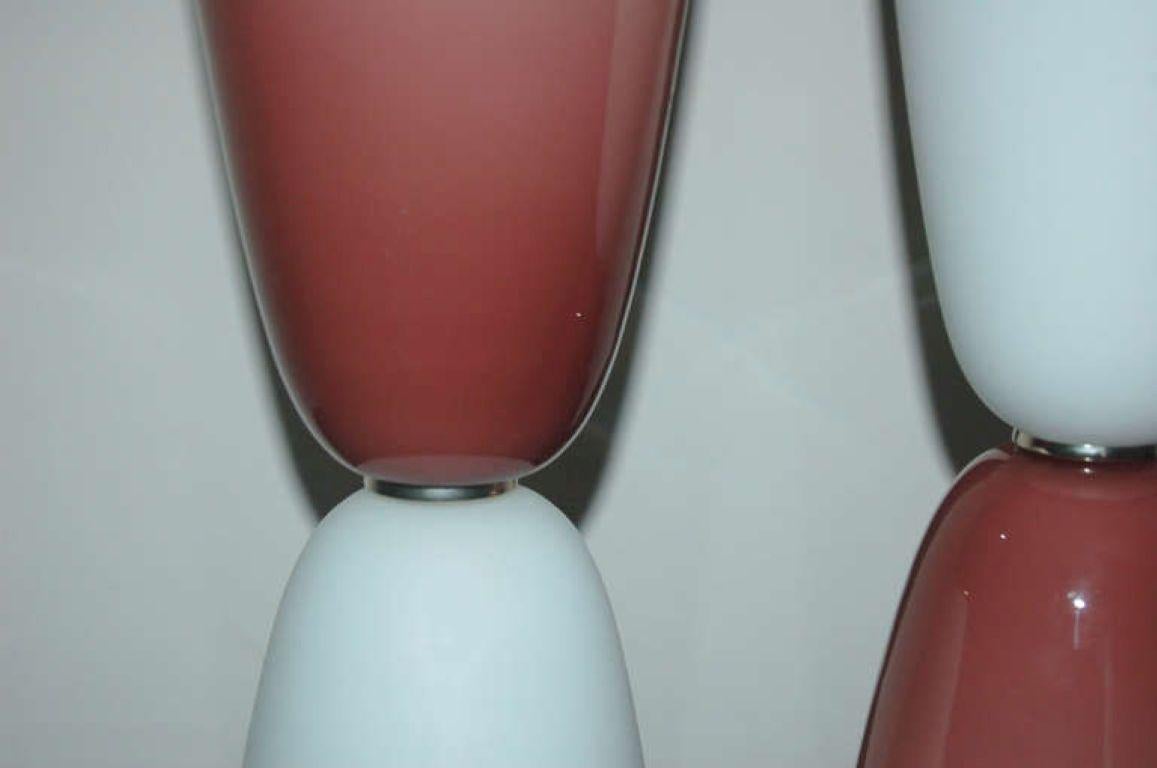 20ième siècle Lampes Vintage Murano en prune et blanc sur Lucite en vente